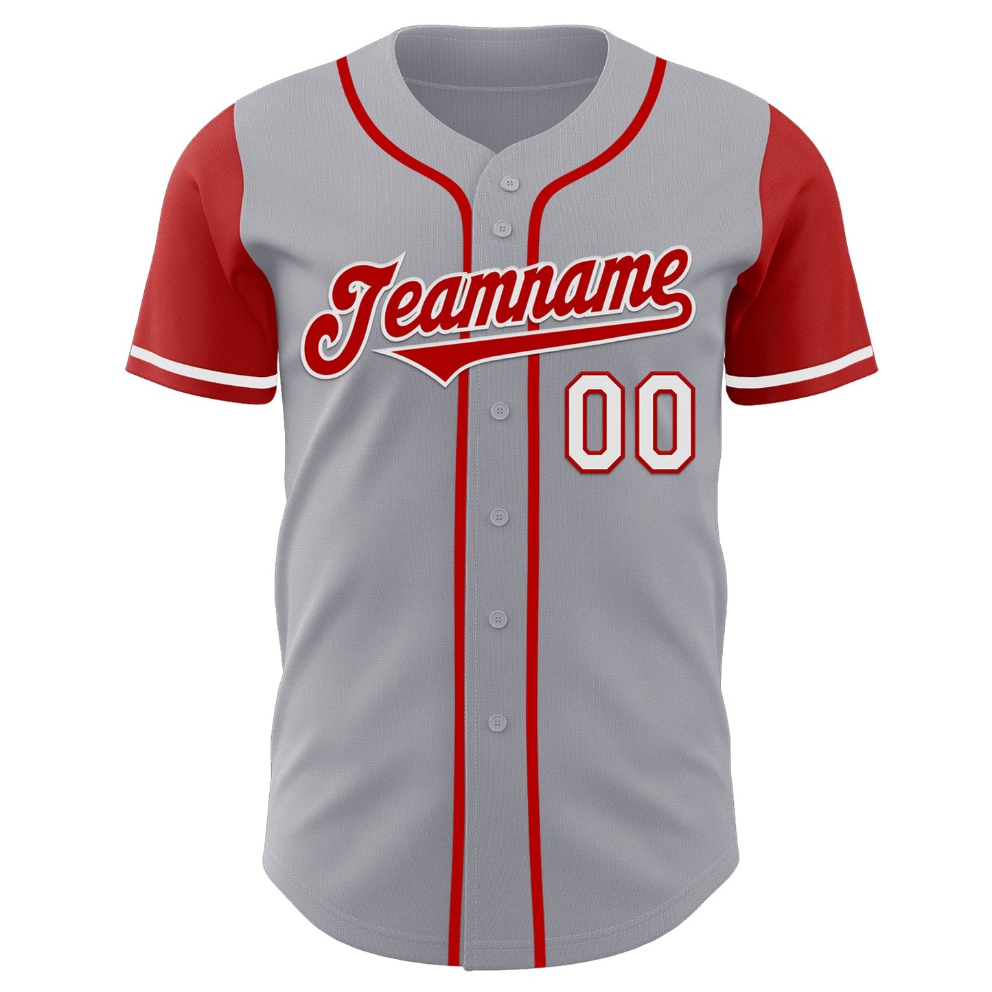 Custom Gray Red-White Authentic Two Tone Baseball Jersey view 2