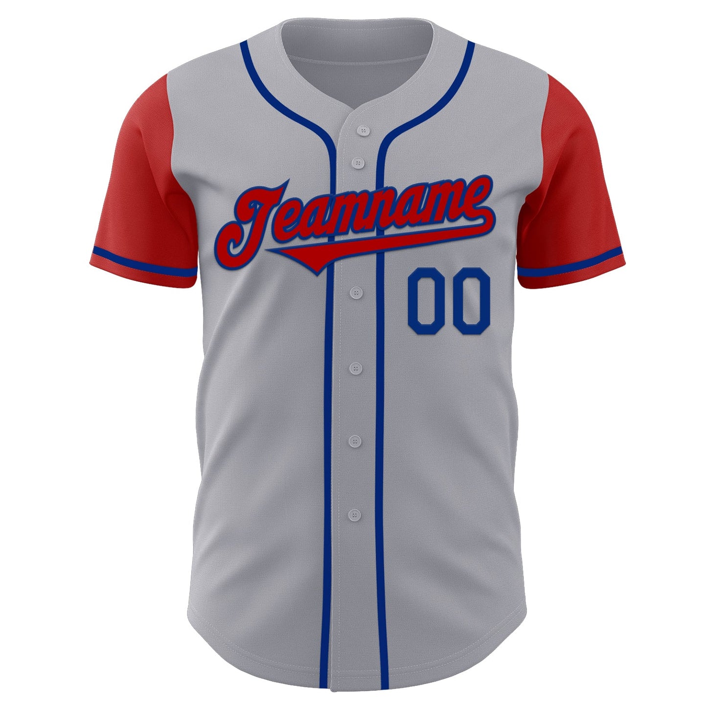 Custom Gray Red-Royal Authentic Two Tone Baseball Jersey view 2