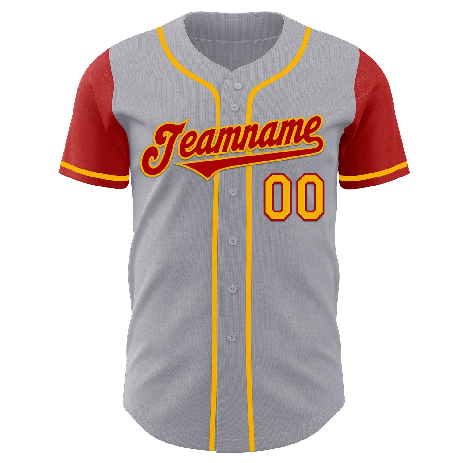 Custom Gray Red-Gold Authentic Two Tone Baseball Jersey view 2