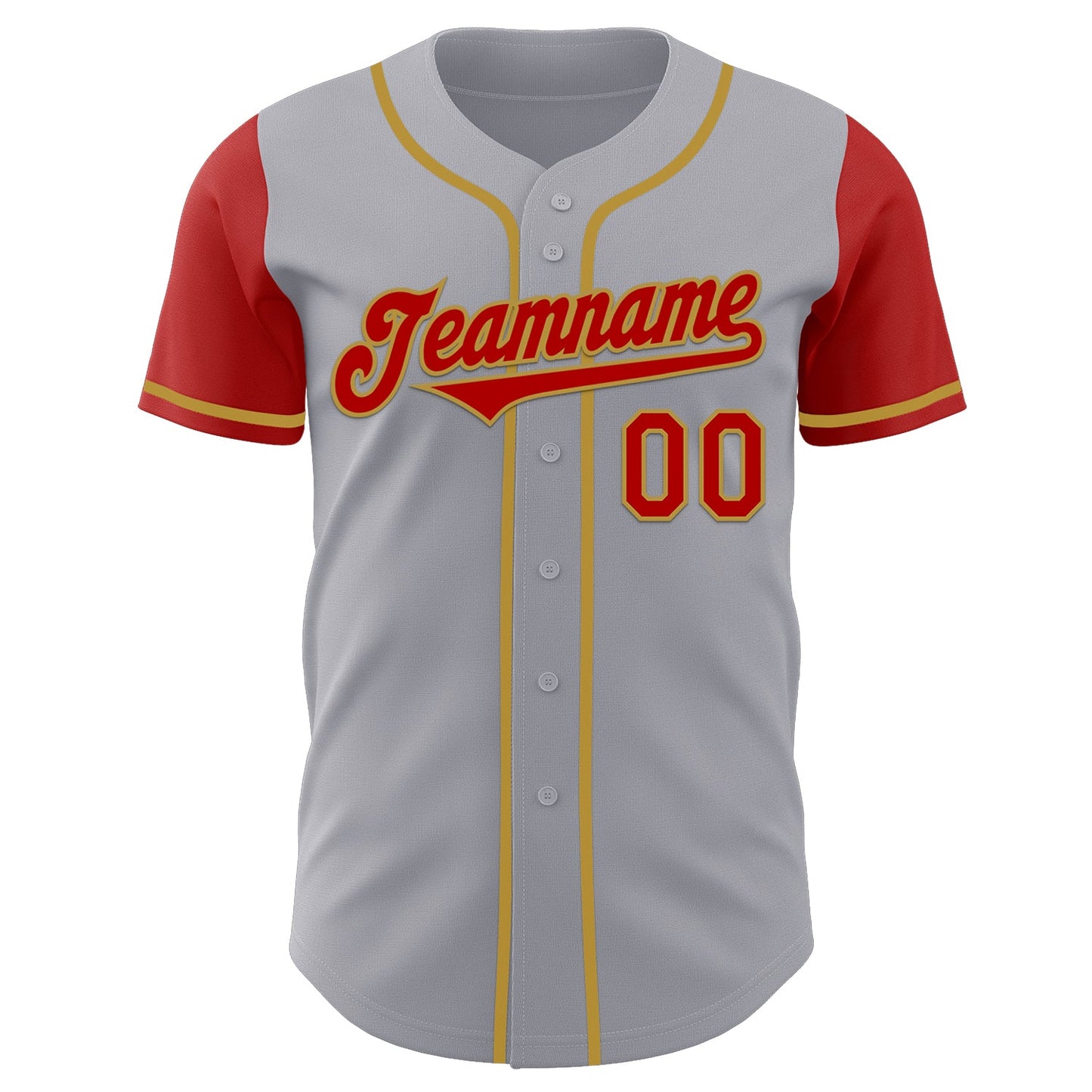 Custom Gray Red-Old Gold Authentic Two Tone Baseball Jersey view 2
