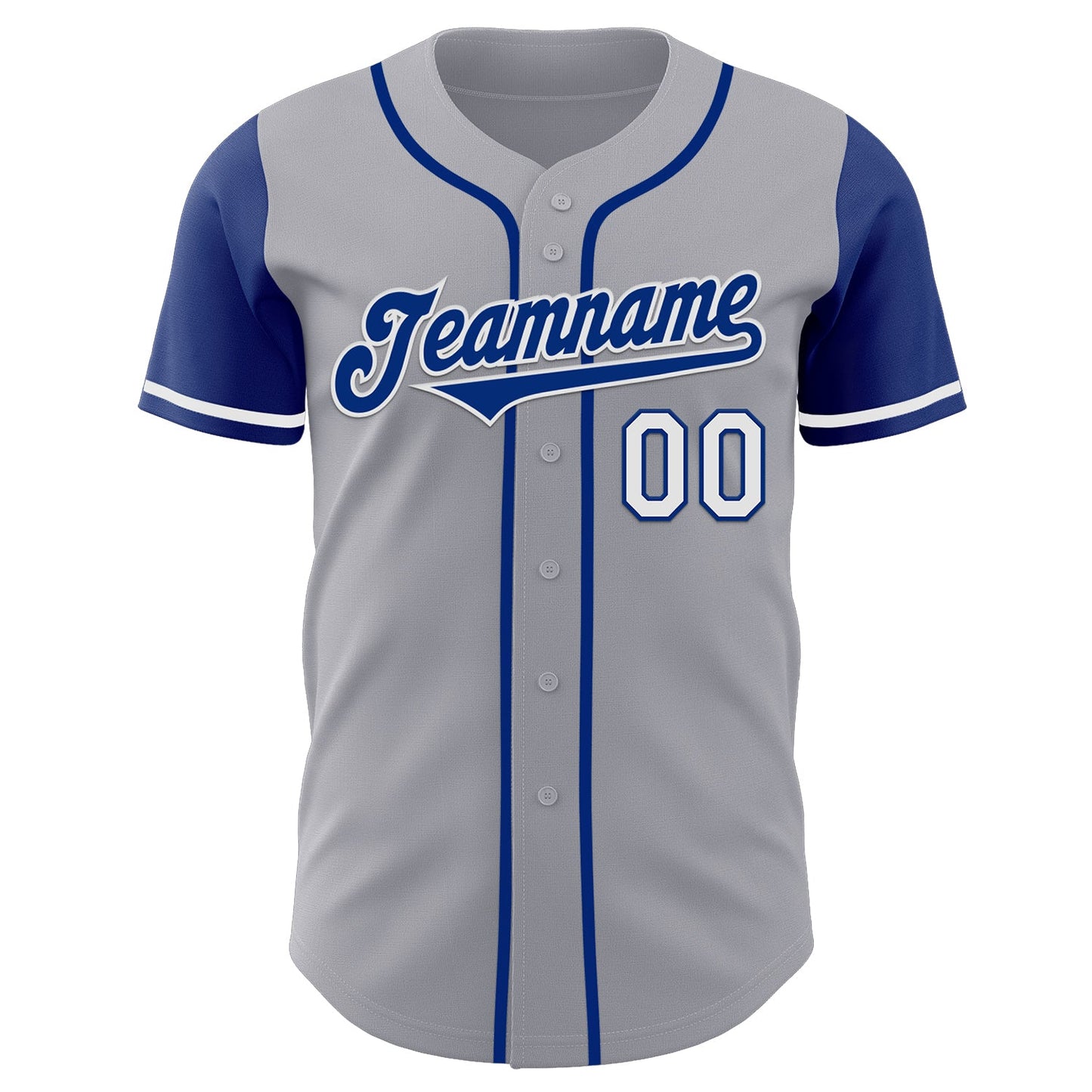 Custom Gray Royal-White Authentic Two Tone Baseball Jersey view 2
