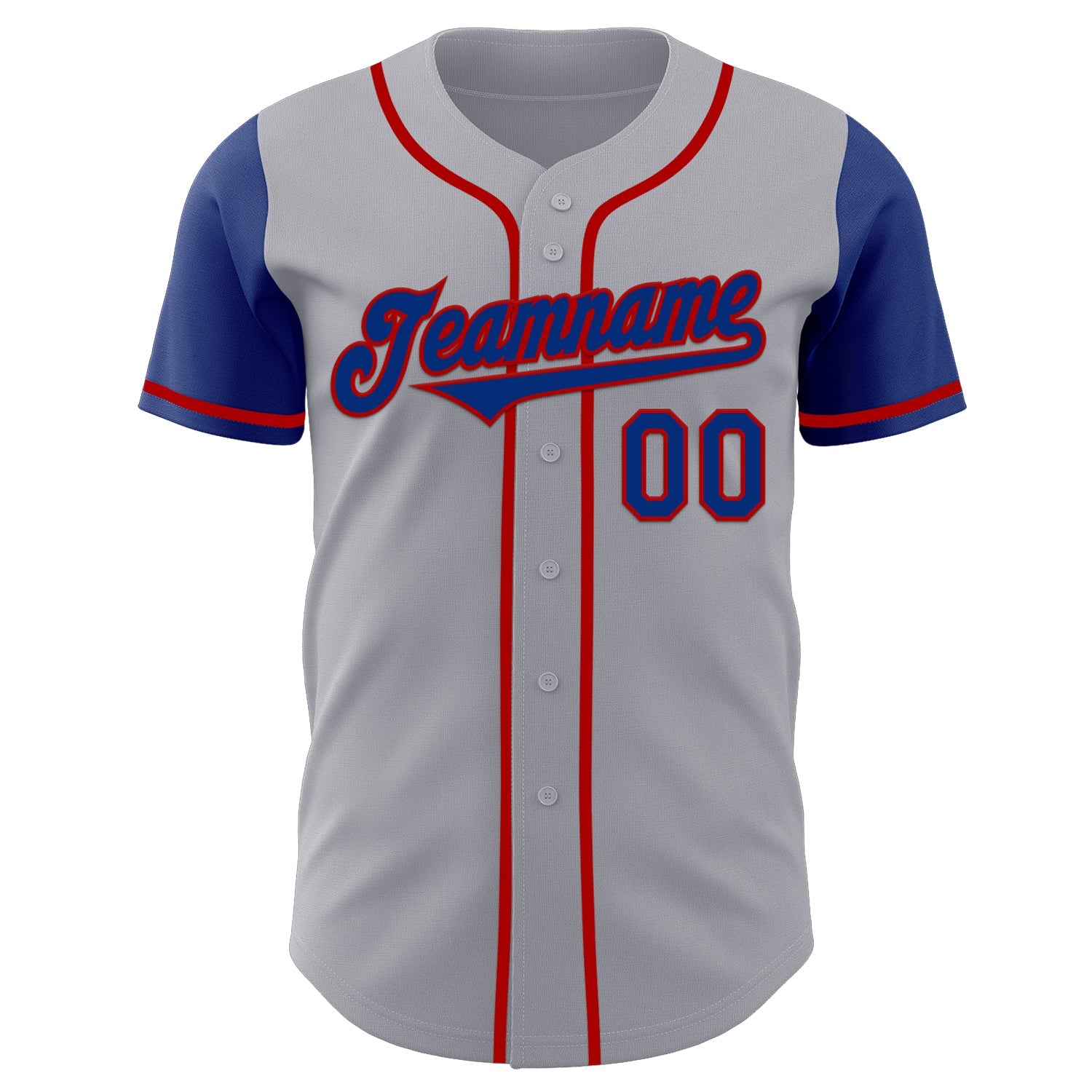 Custom Gray Royal-Red Authentic Two Tone Baseball Jersey view 2