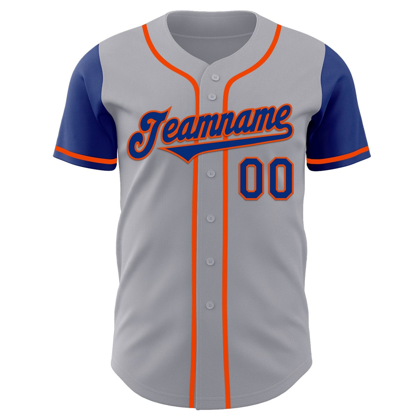 Custom Gray Royal-Orange Authentic Two Tone Baseball Jersey view 2