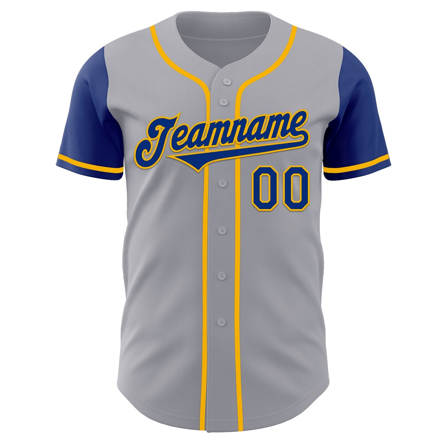 Custom Gray Royal-Gold Authentic Two Tone Baseball Jersey view 2