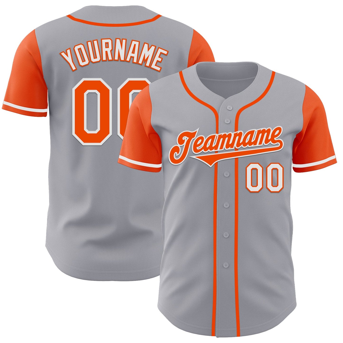 Custom Gray Orange-White Authentic Two Tone Baseball Jersey - Main View