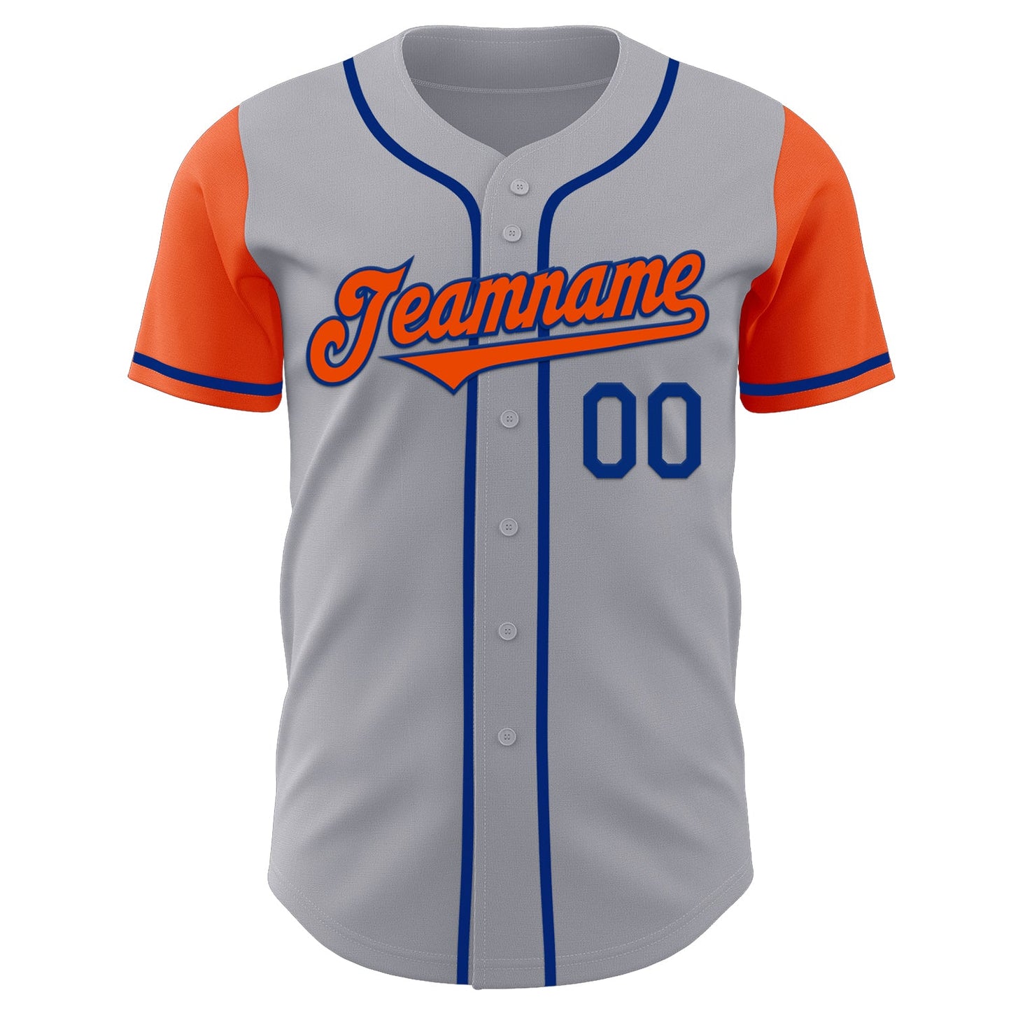 Custom Gray Orange-Royal Authentic Two Tone Baseball Jersey view 2