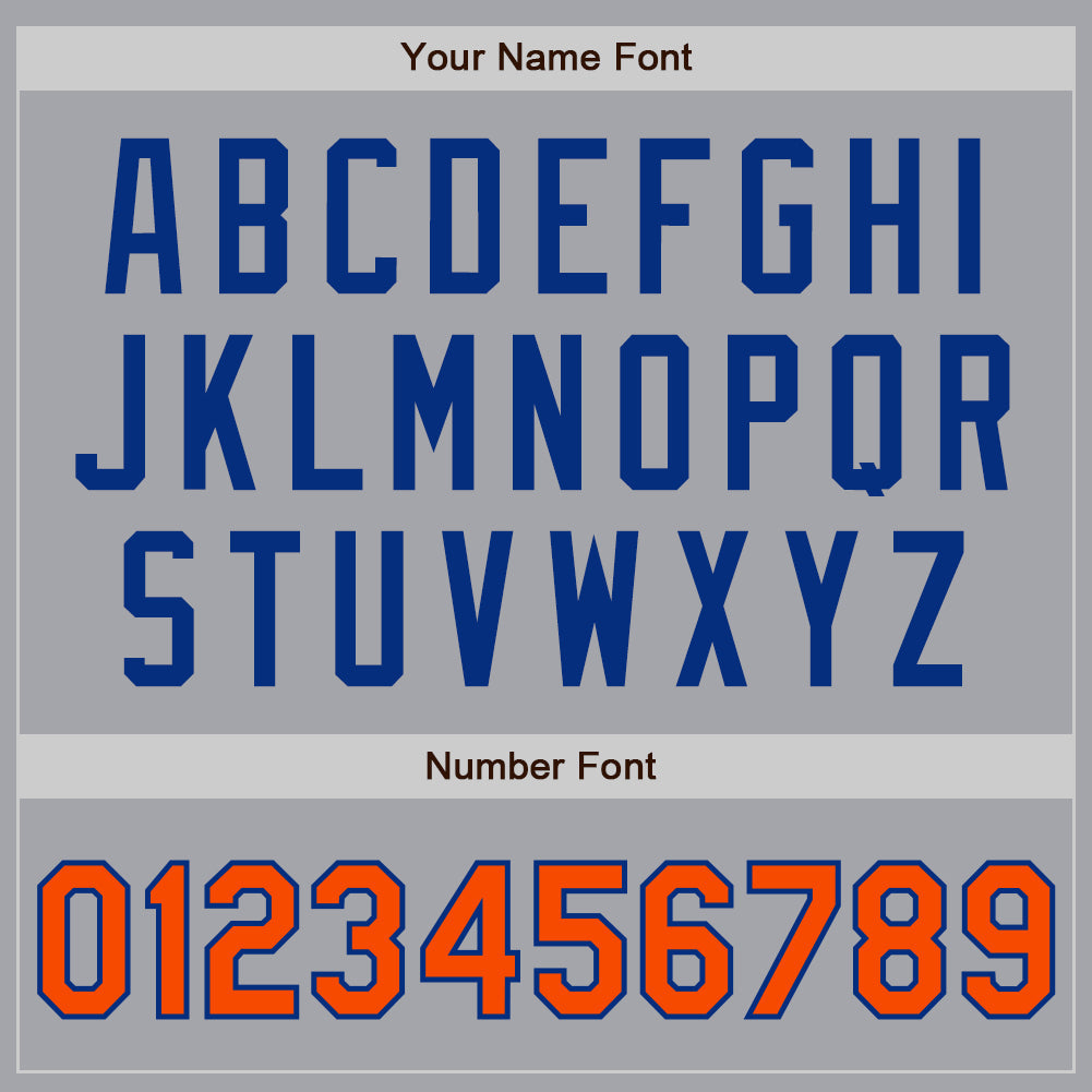 Custom Gray Orange-Royal Authentic Two Tone Baseball Jersey view 5