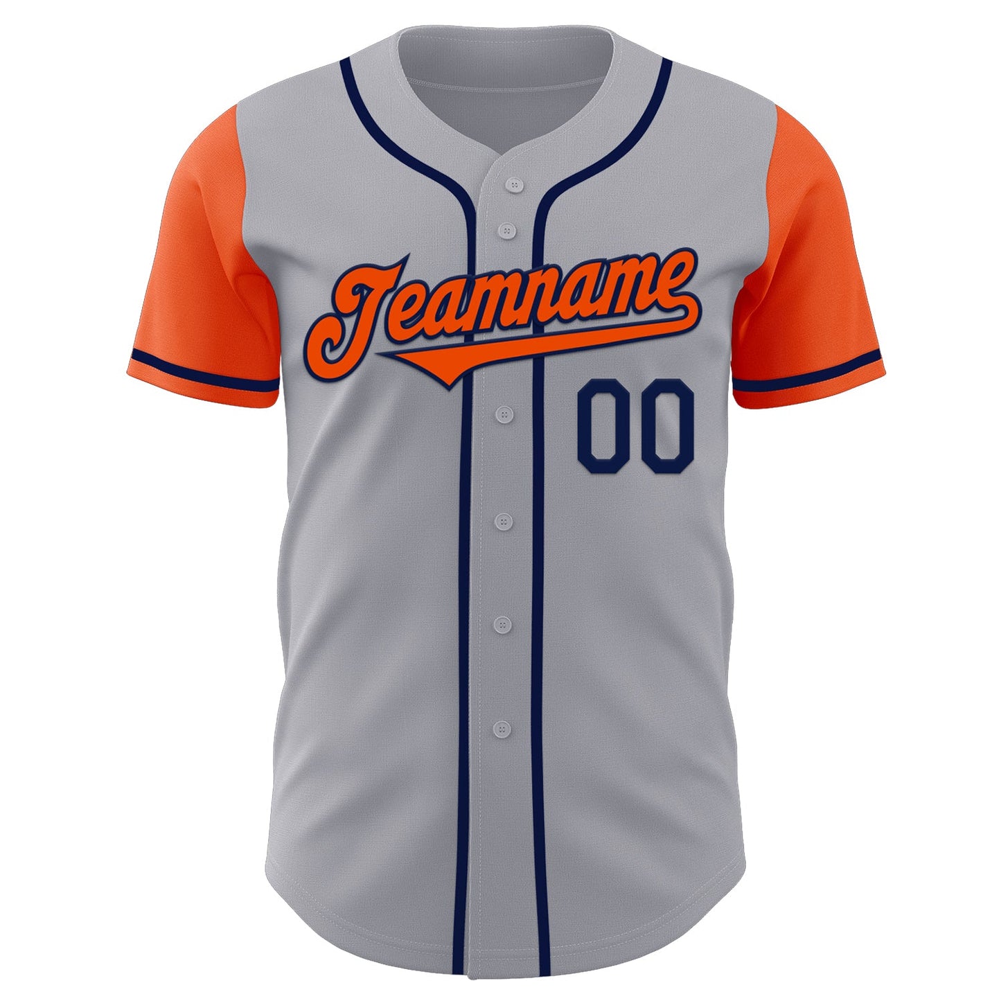 Custom Gray Orange-Navy Authentic Two Tone Baseball Jersey view 2