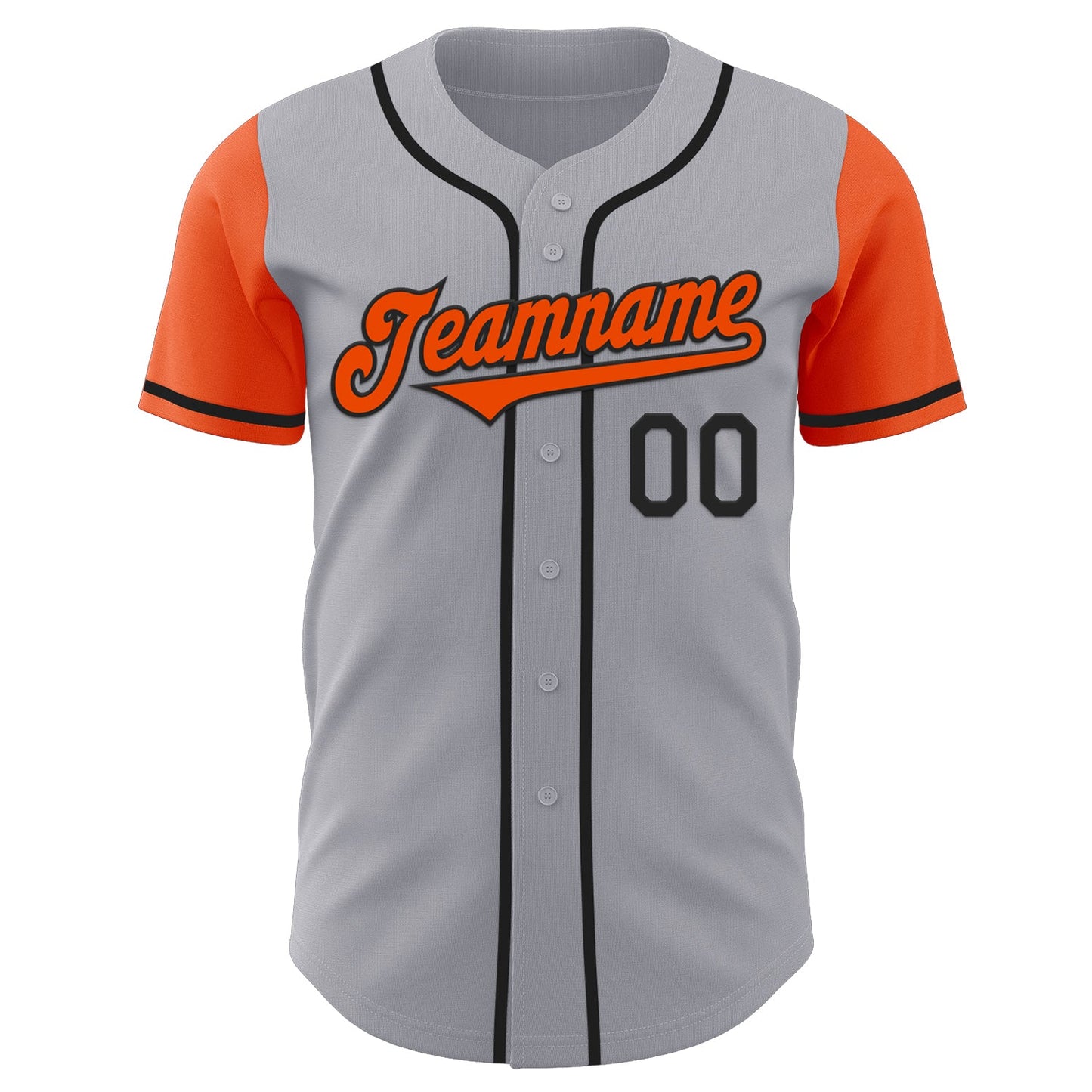 Custom Gray Orange-Black Authentic Two Tone Baseball Jersey view 2