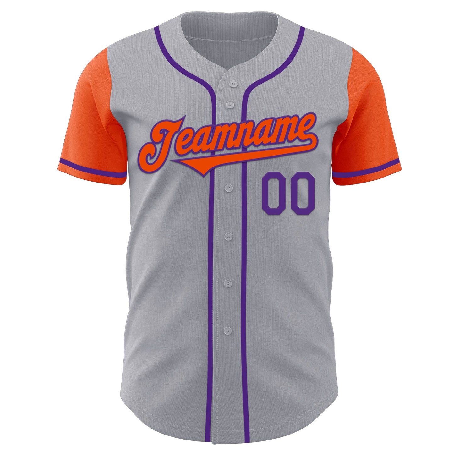 Custom Gray Orange-Purple Authentic Two Tone Baseball Jersey view 2