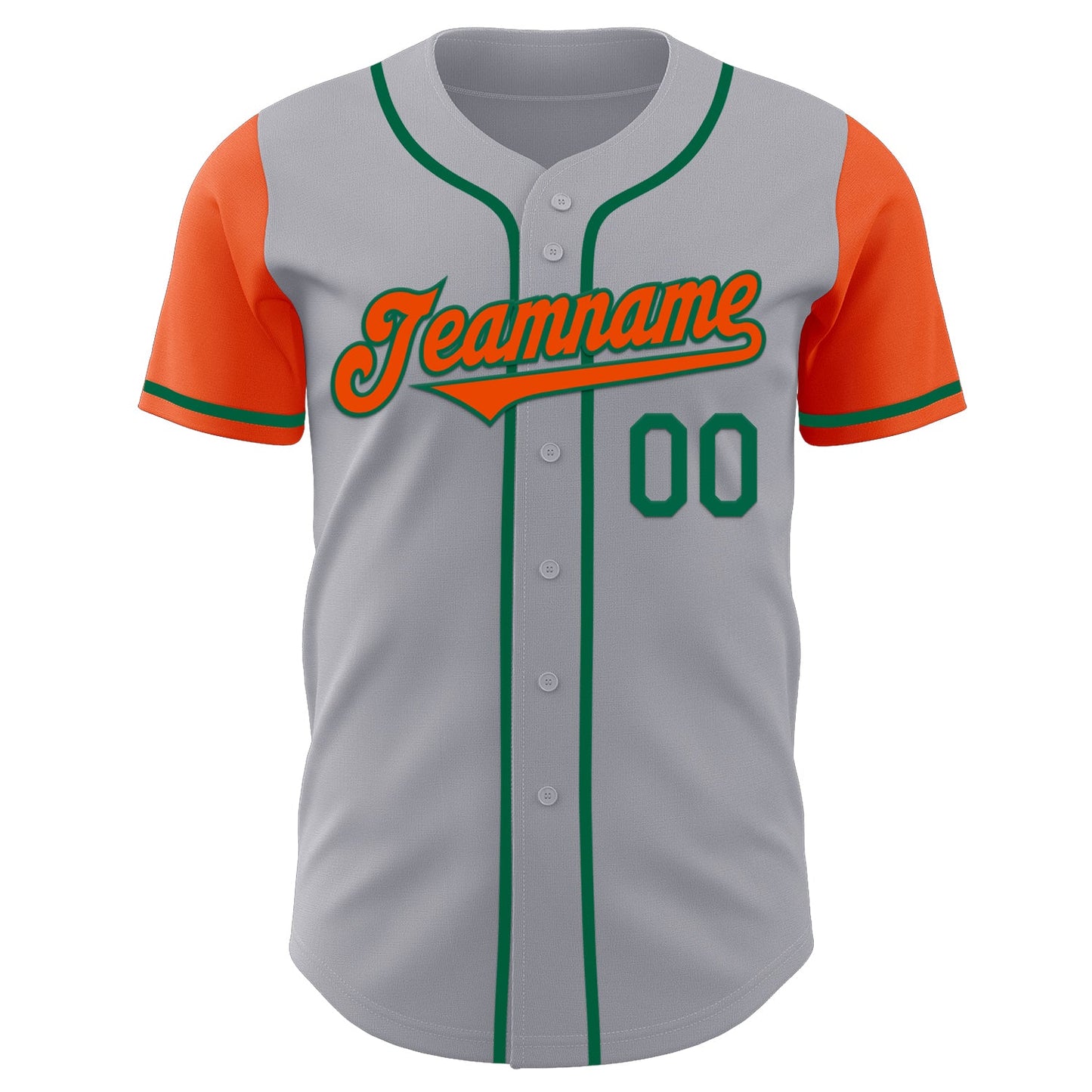 Custom Gray Orange-Kelly Green Authentic Two Tone Baseball Jersey view 2