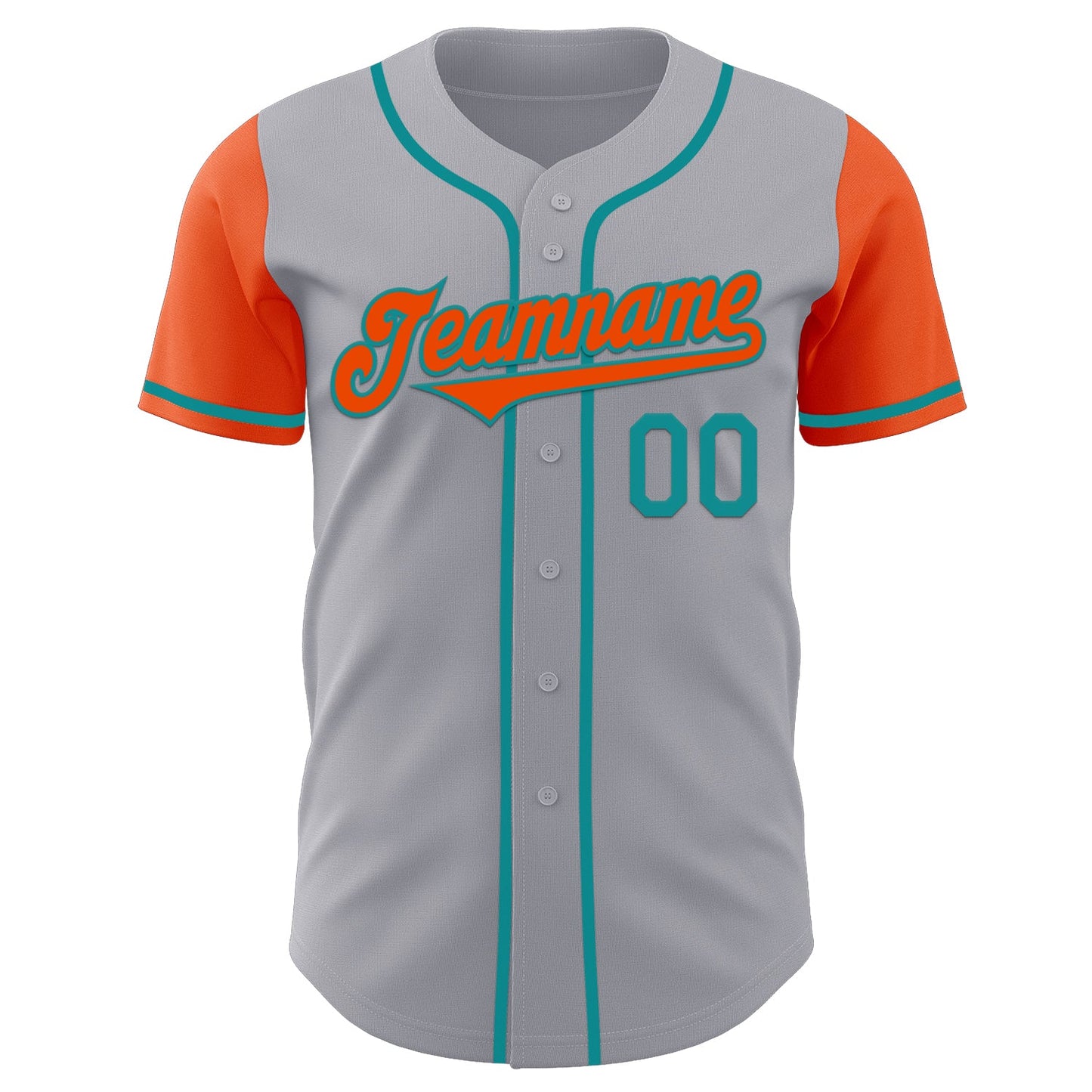 Custom Gray Orange-Teal Authentic Two Tone Baseball Jersey view 2