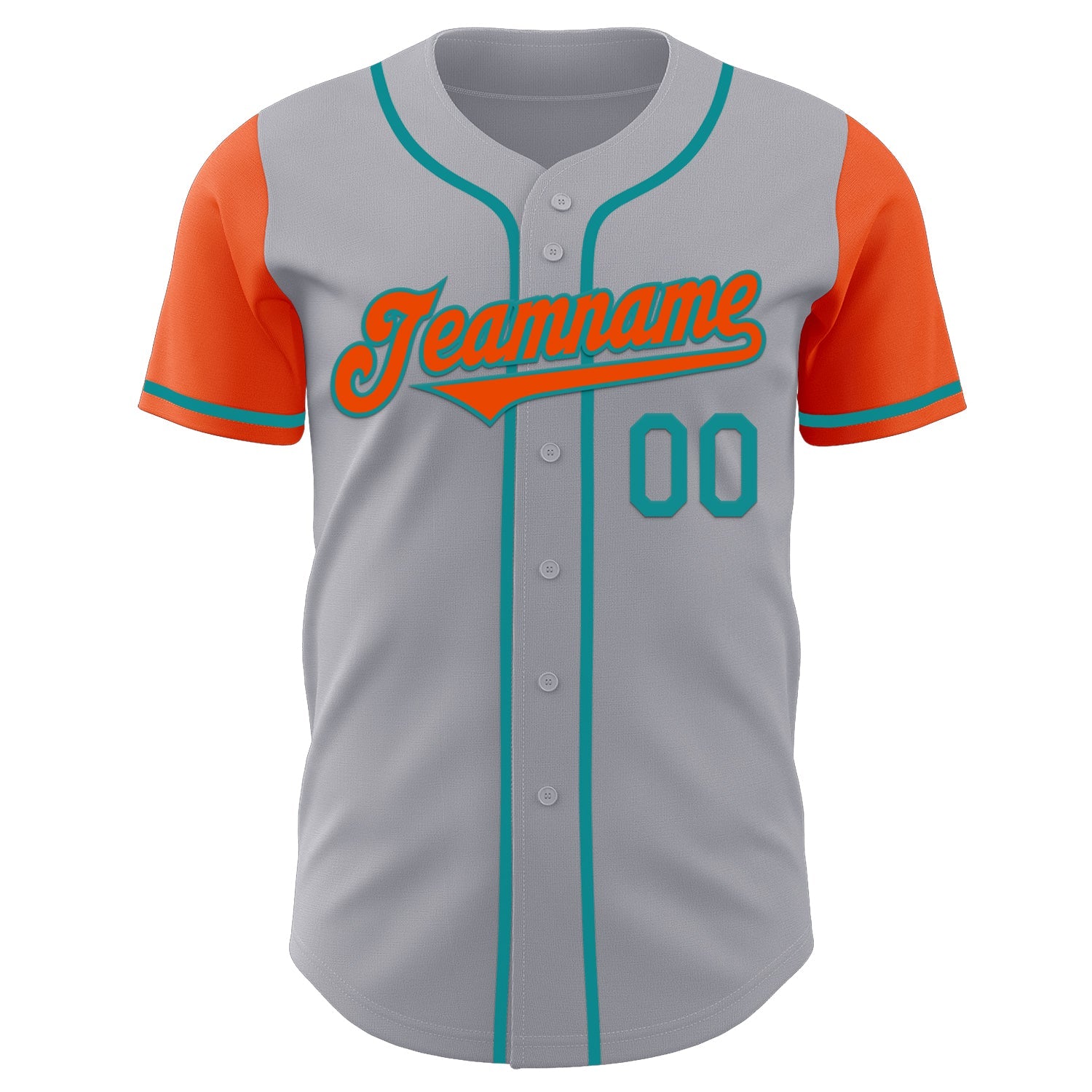 Custom Gray Orange-Teal Authentic Two Tone Baseball Jersey view 2