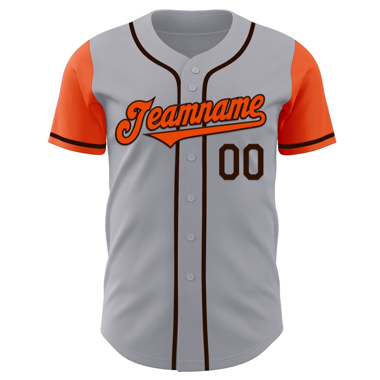 Custom Gray Orange-Brown Authentic Two Tone Baseball Jersey view 2