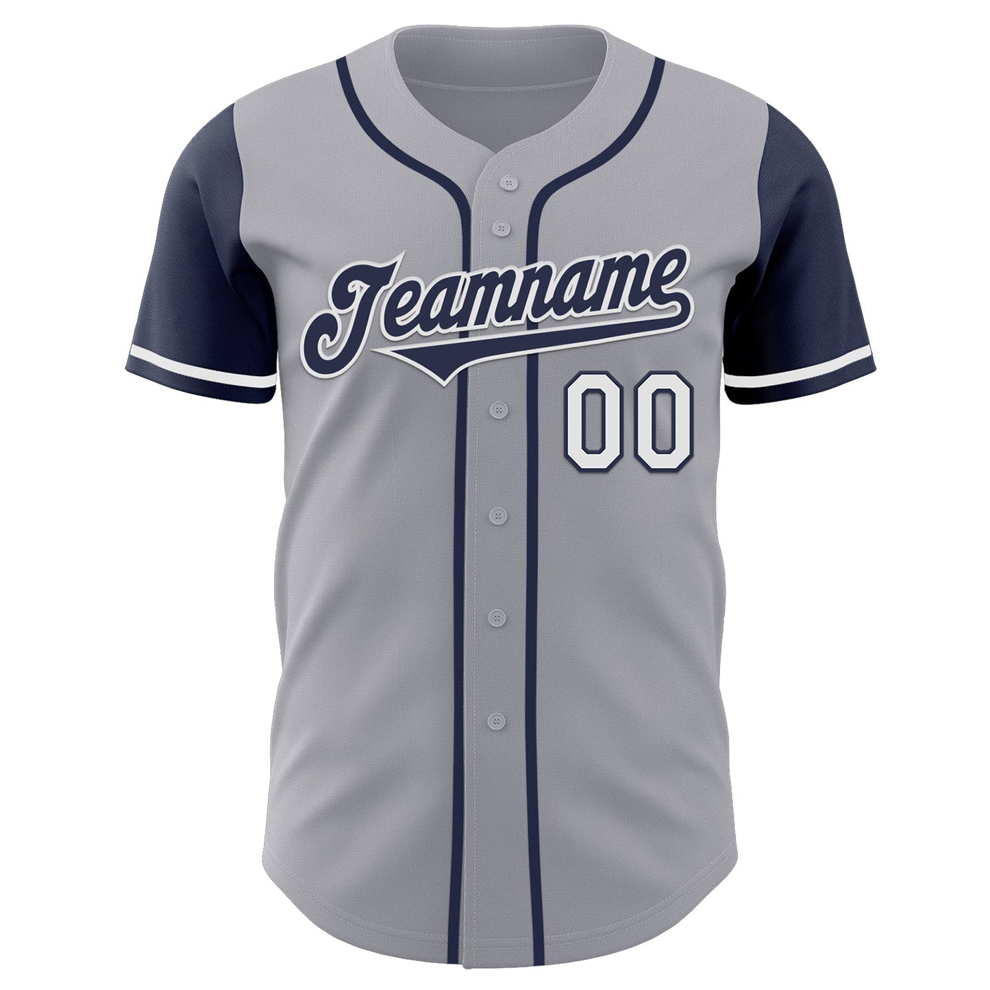 Custom Gray Navy-White Authentic Two Tone Baseball Jersey view 2