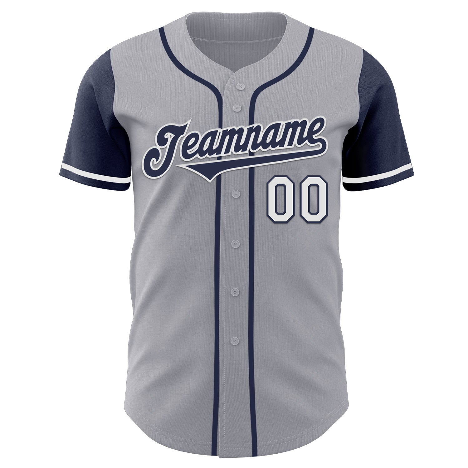 Custom Gray Navy-White Authentic Two Tone Baseball Jersey view 2