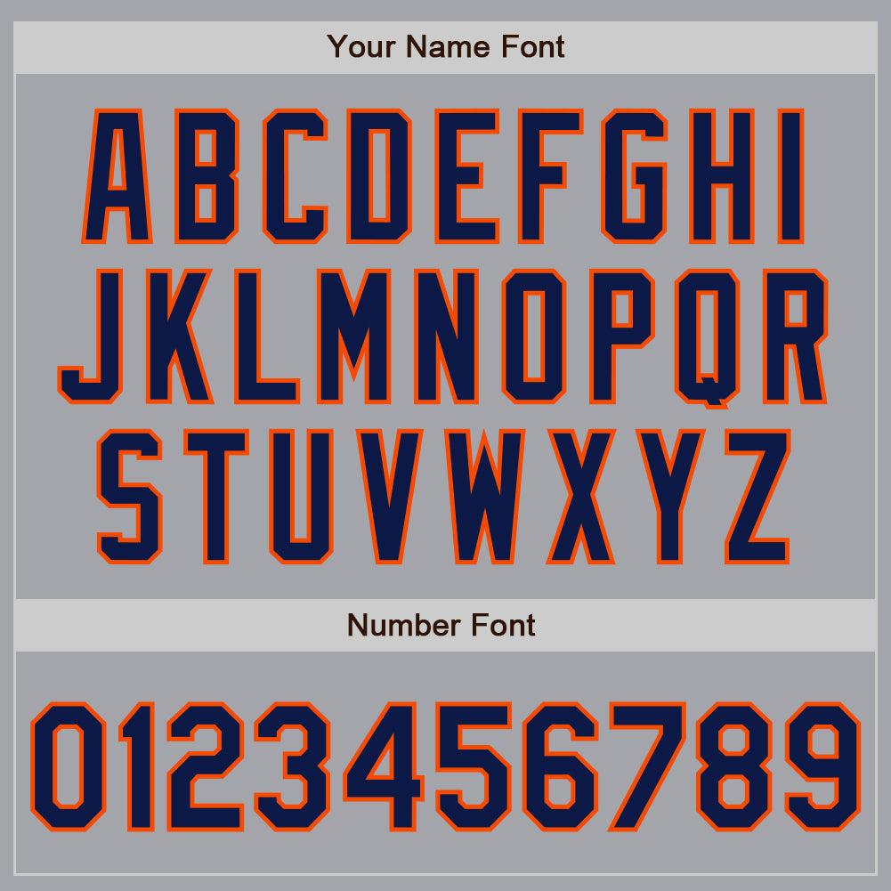 Custom Gray Navy-Orange Authentic Two Tone Baseball Jersey view 5