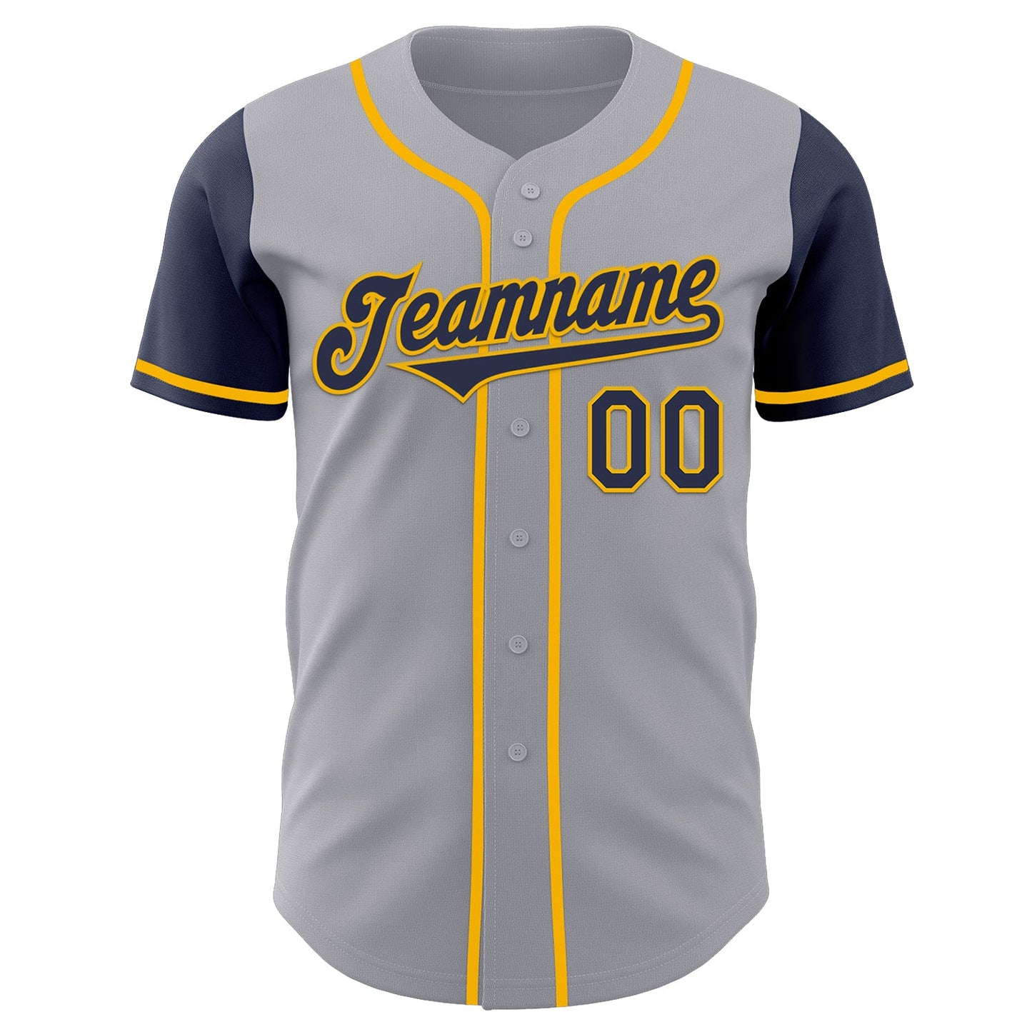 Custom Gray Navy-Gold Authentic Two Tone Baseball Jersey view 2
