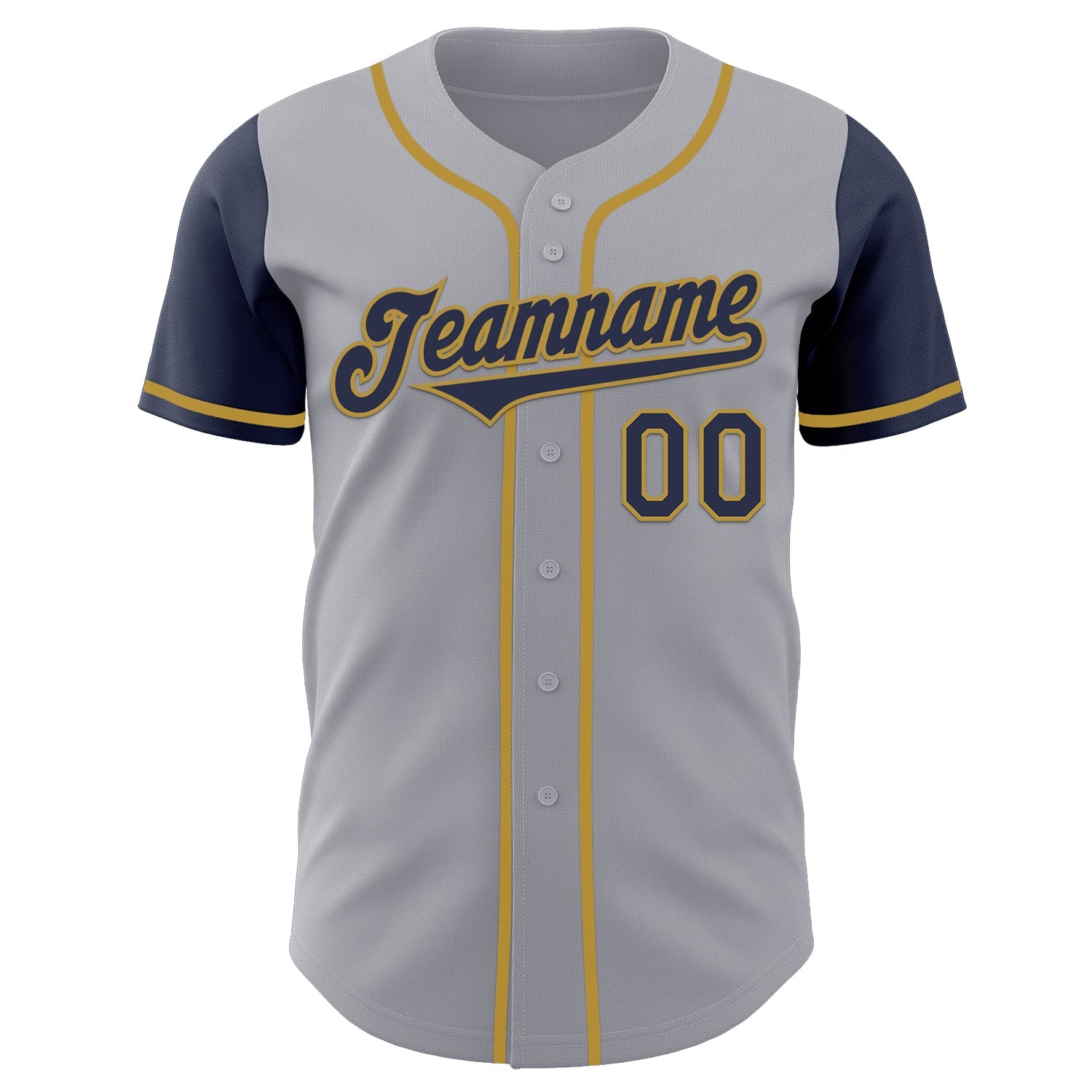 Custom Gray Navy-Old Gold Authentic Two Tone Baseball Jersey view 2