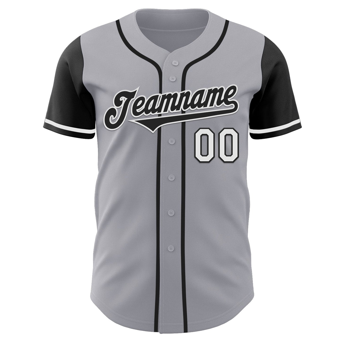 Custom Gray Black-White Authentic Two Tone Baseball Jersey view 2