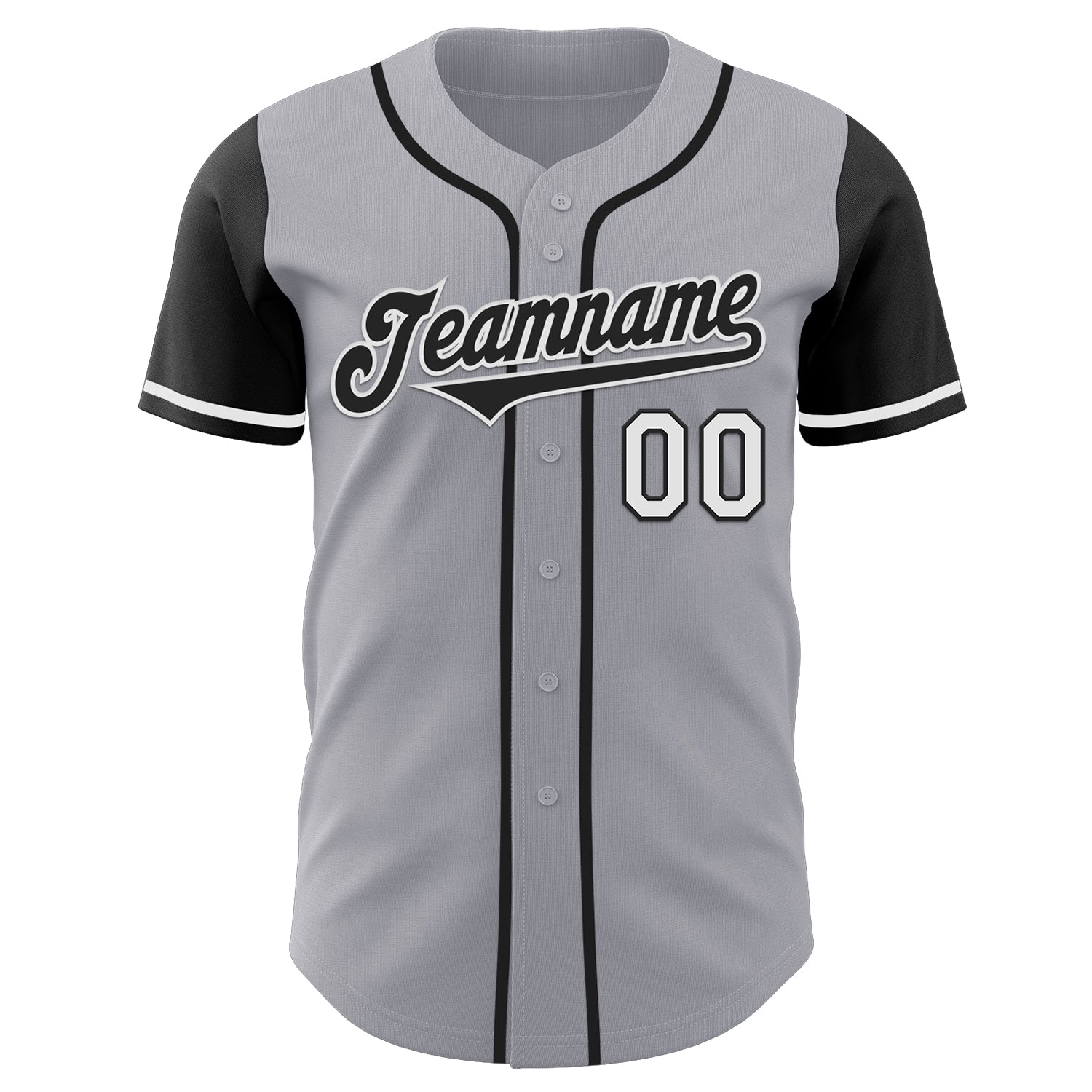 Custom Gray Black-White Authentic Two Tone Baseball Jersey view 2