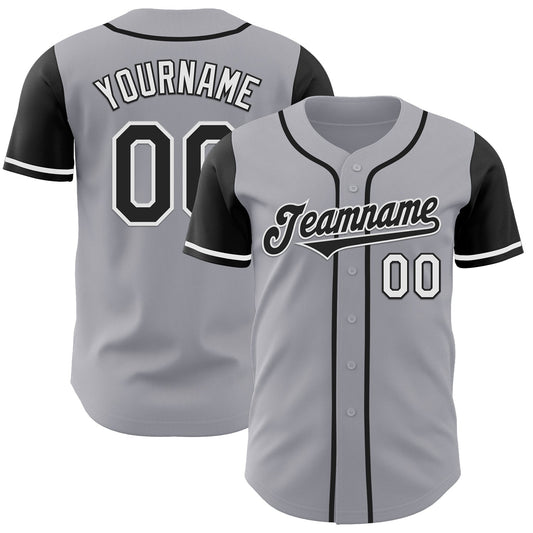 Custom Gray Black-White Authentic Two Tone Baseball Jersey - Main View