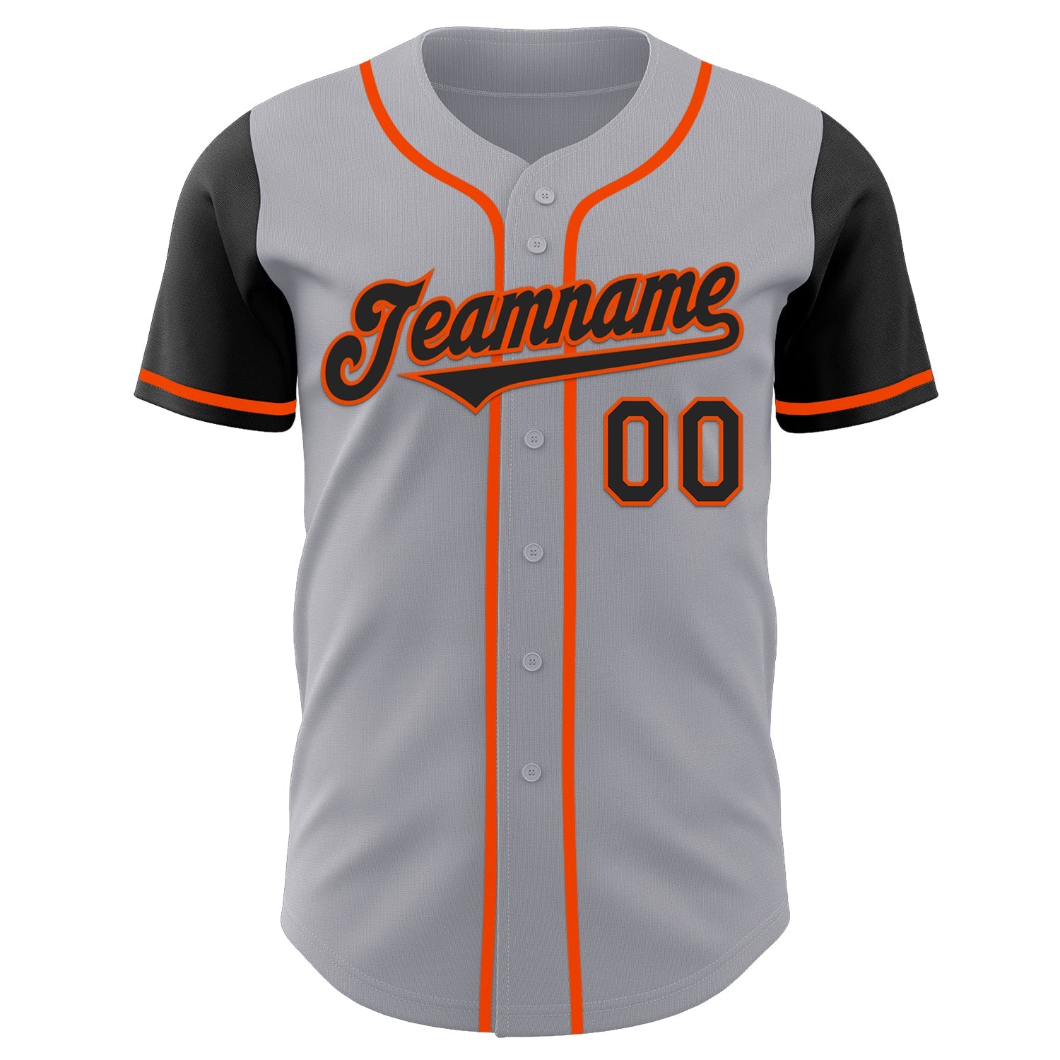 Custom Gray Black-Orange Authentic Two Tone Baseball Jersey view 2