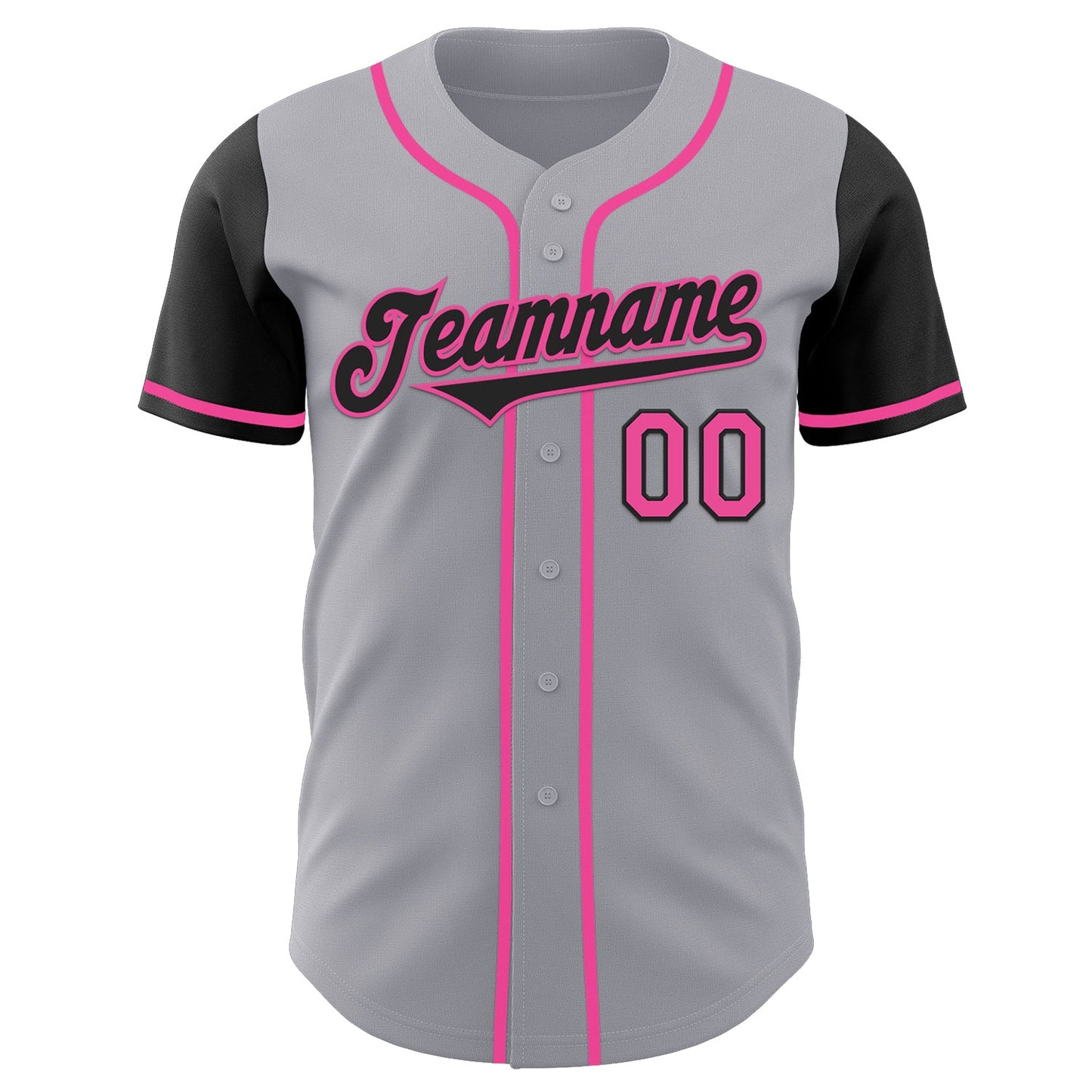 Custom Gray Black-Pink Authentic Two Tone Baseball Jersey view 2