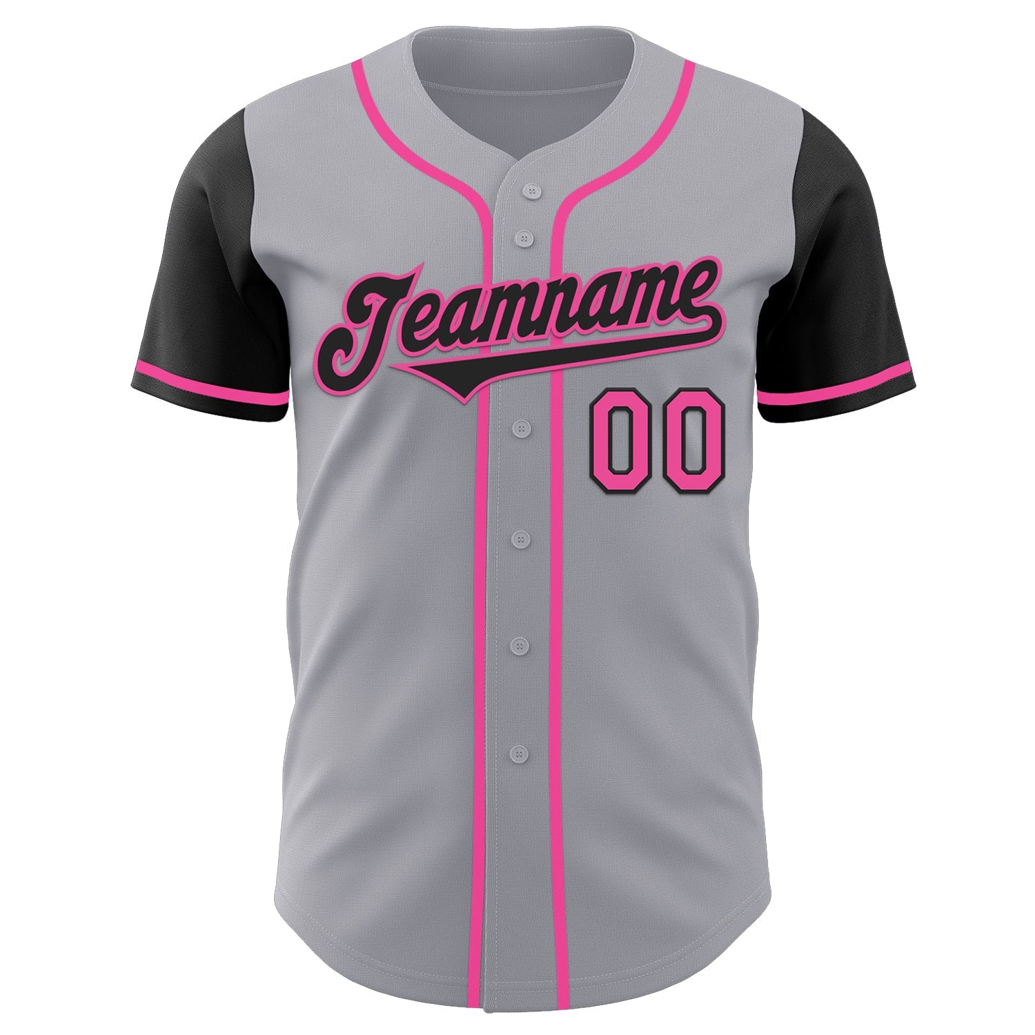 Custom Gray Black-Pink Authentic Two Tone Baseball Jersey view 2