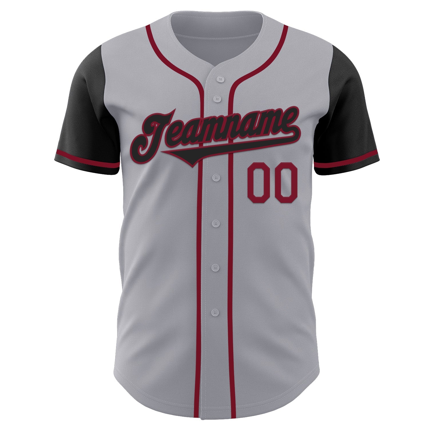 Custom Gray Black-Crimson Authentic Two Tone Baseball Jersey view 2