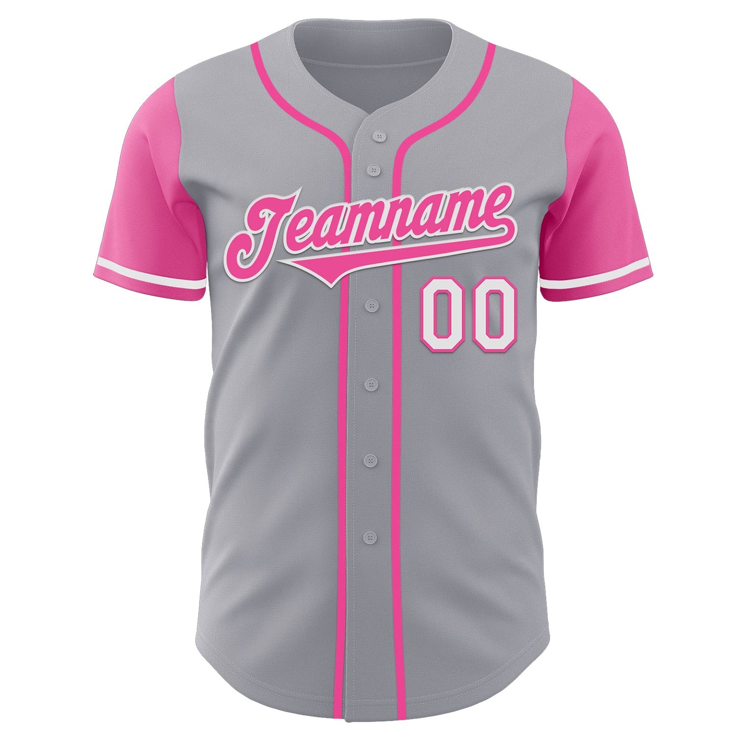 Custom Gray Pink-White Authentic Two Tone Baseball Jersey view 2