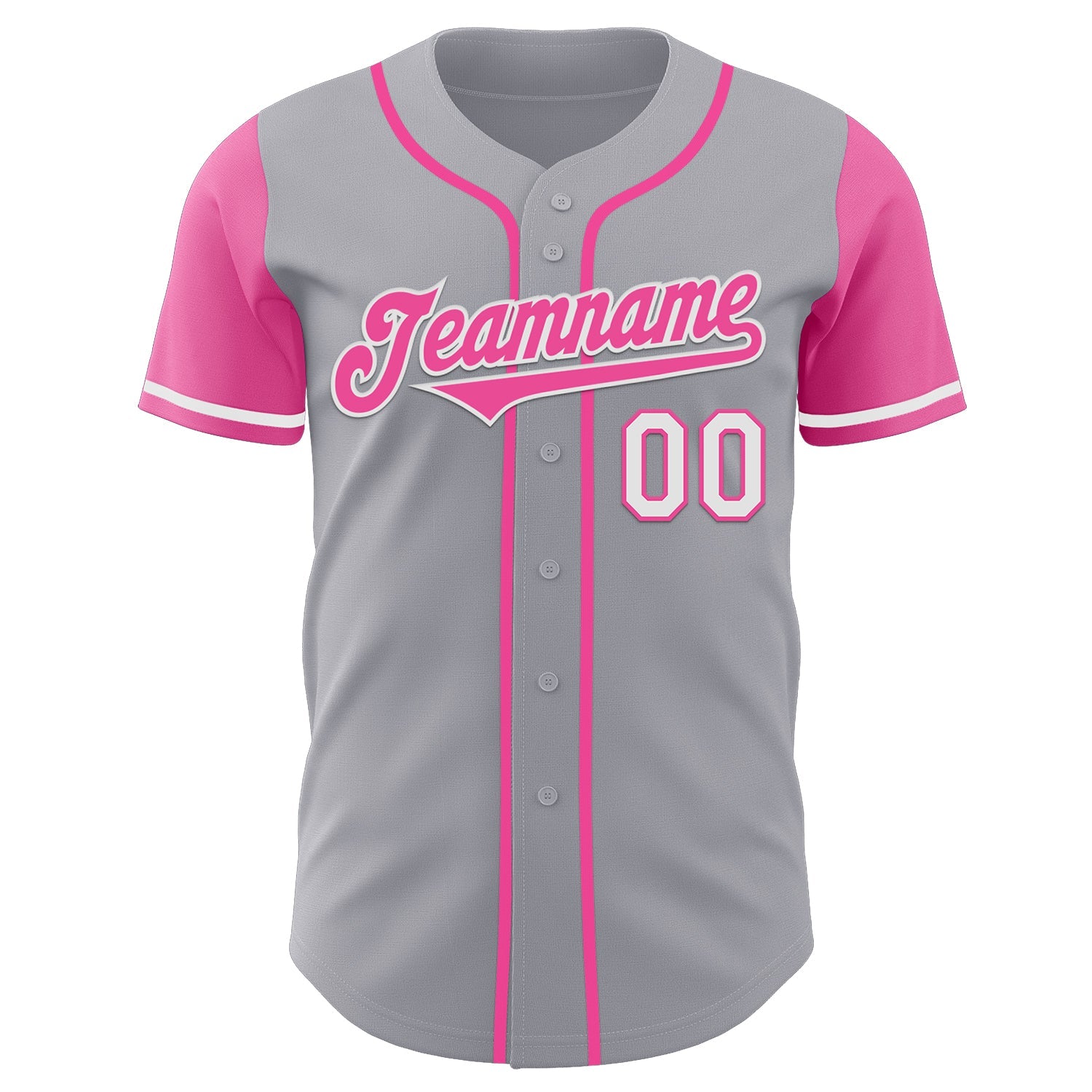 Custom Gray Pink-White Authentic Two Tone Baseball Jersey view 2