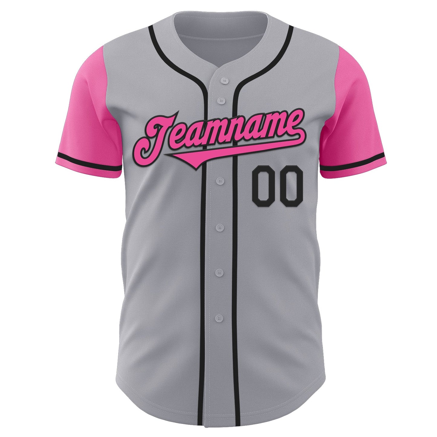 Custom Gray Pink-Black Authentic Two Tone Baseball Jersey view 2
