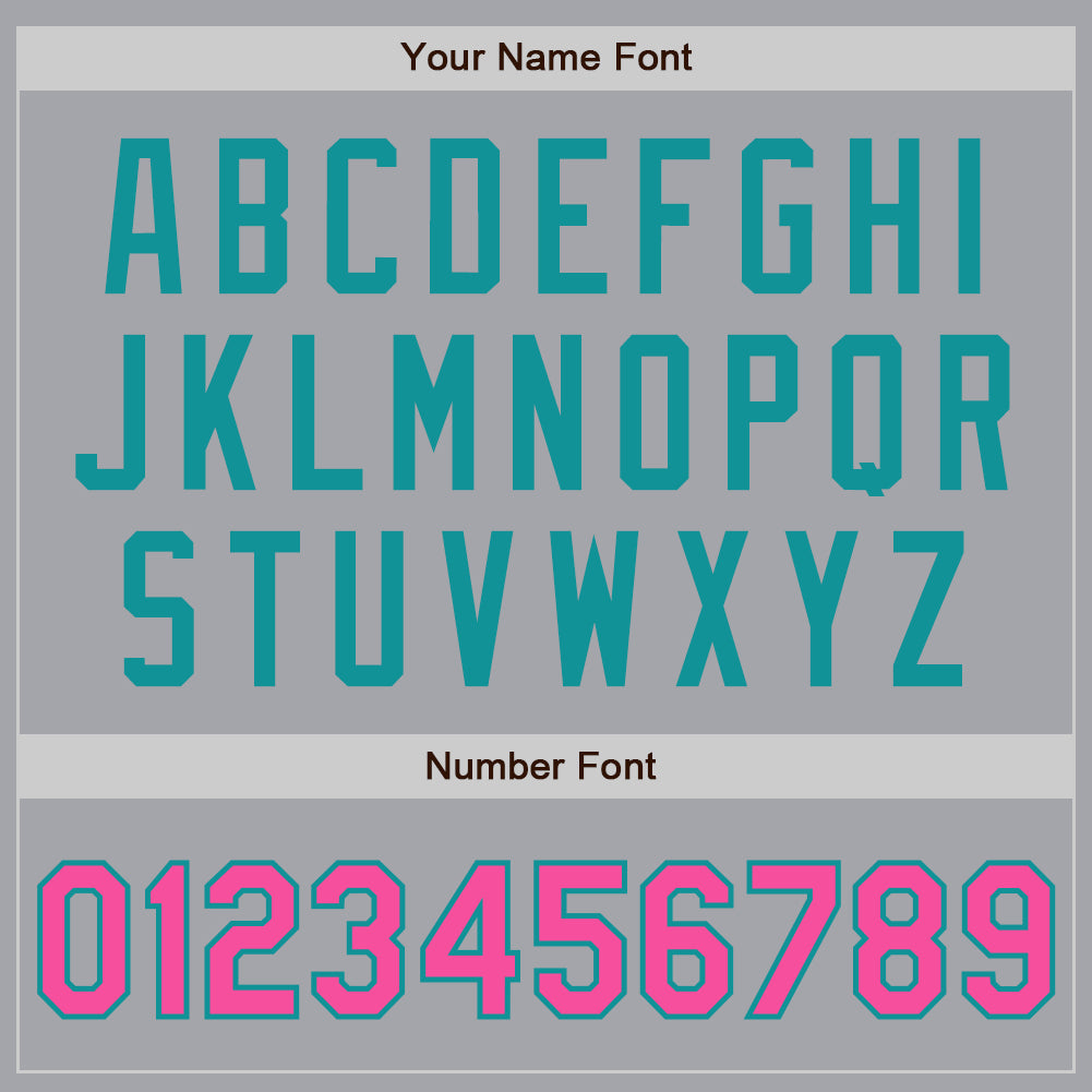 Custom Gray Pink-Teal Authentic Two Tone Baseball Jersey view 5