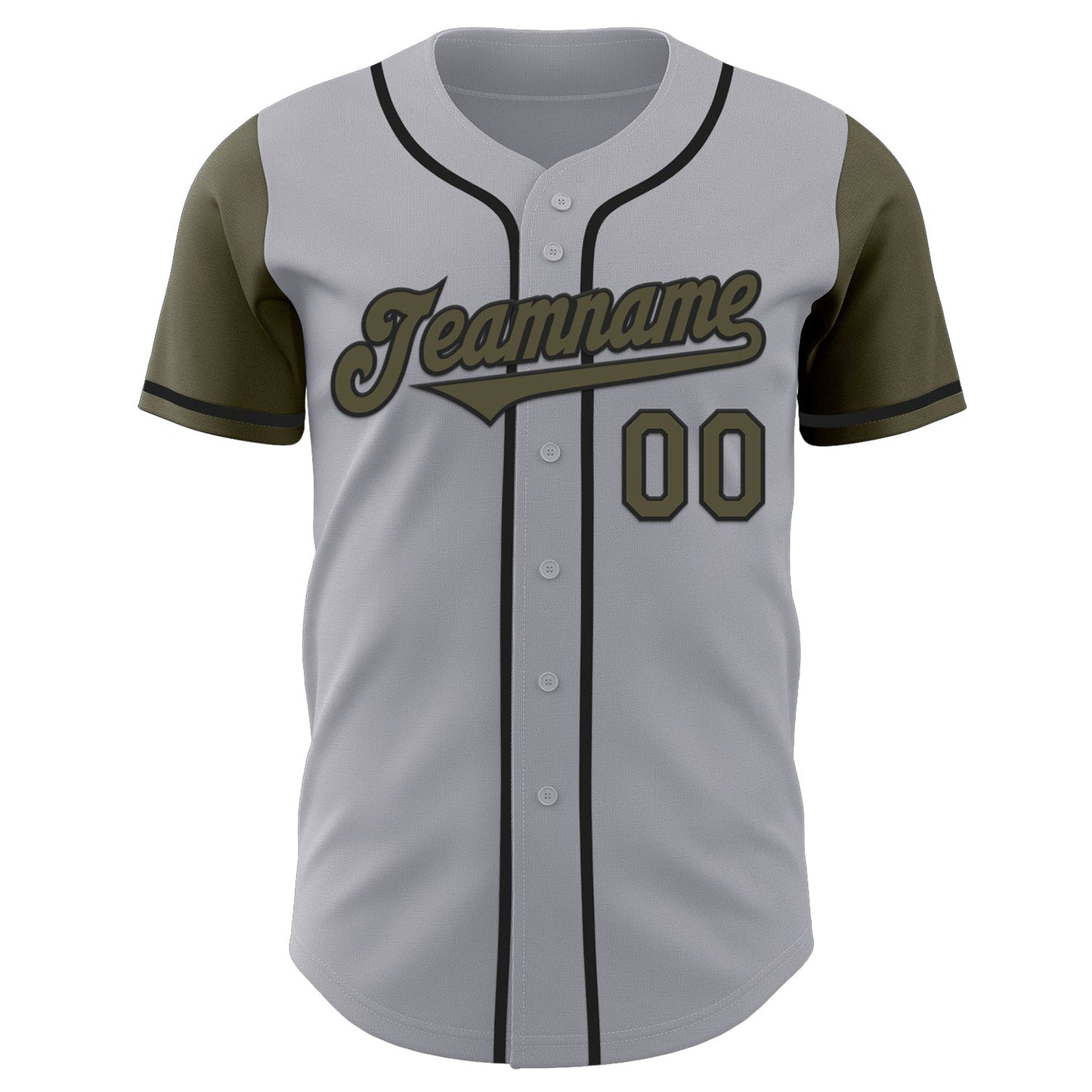 Custom Gray Olive-Black Authentic Two Tone Baseball Jersey view 2