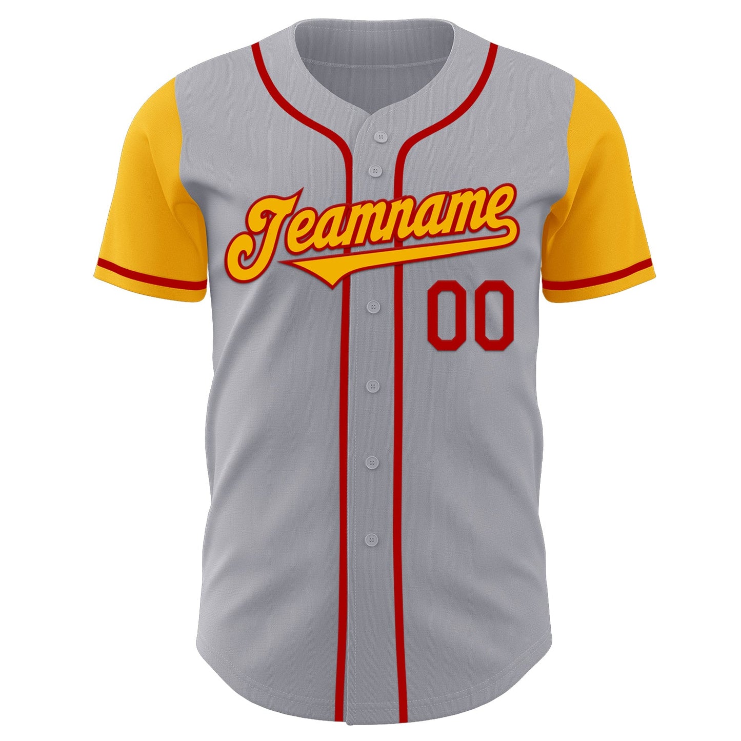 Custom Gray Gold-Red Authentic Two Tone Baseball Jersey view 2