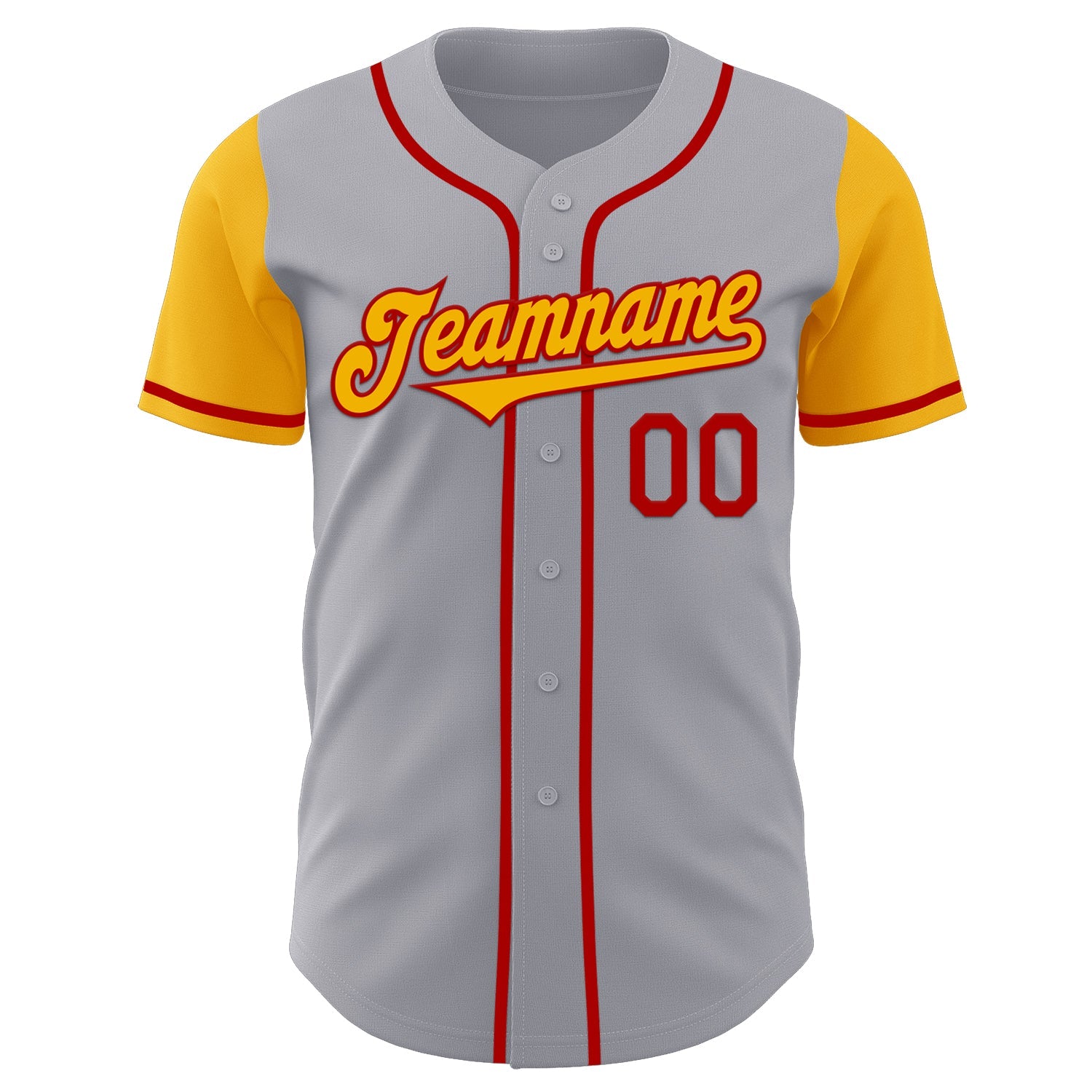 Custom Gray Gold-Red Authentic Two Tone Baseball Jersey view 2