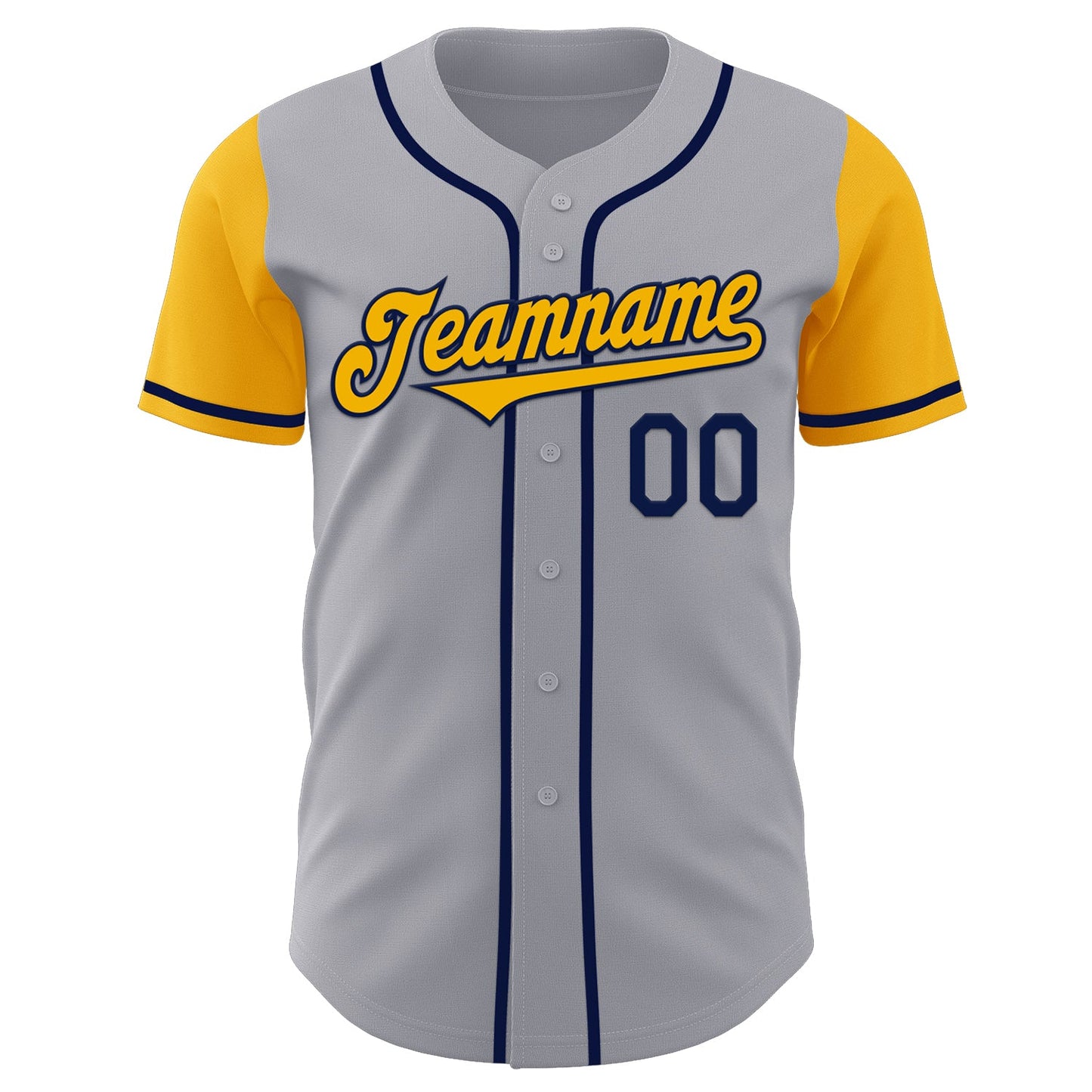 Custom Gray Gold-Navy Authentic Two Tone Baseball Jersey view 2