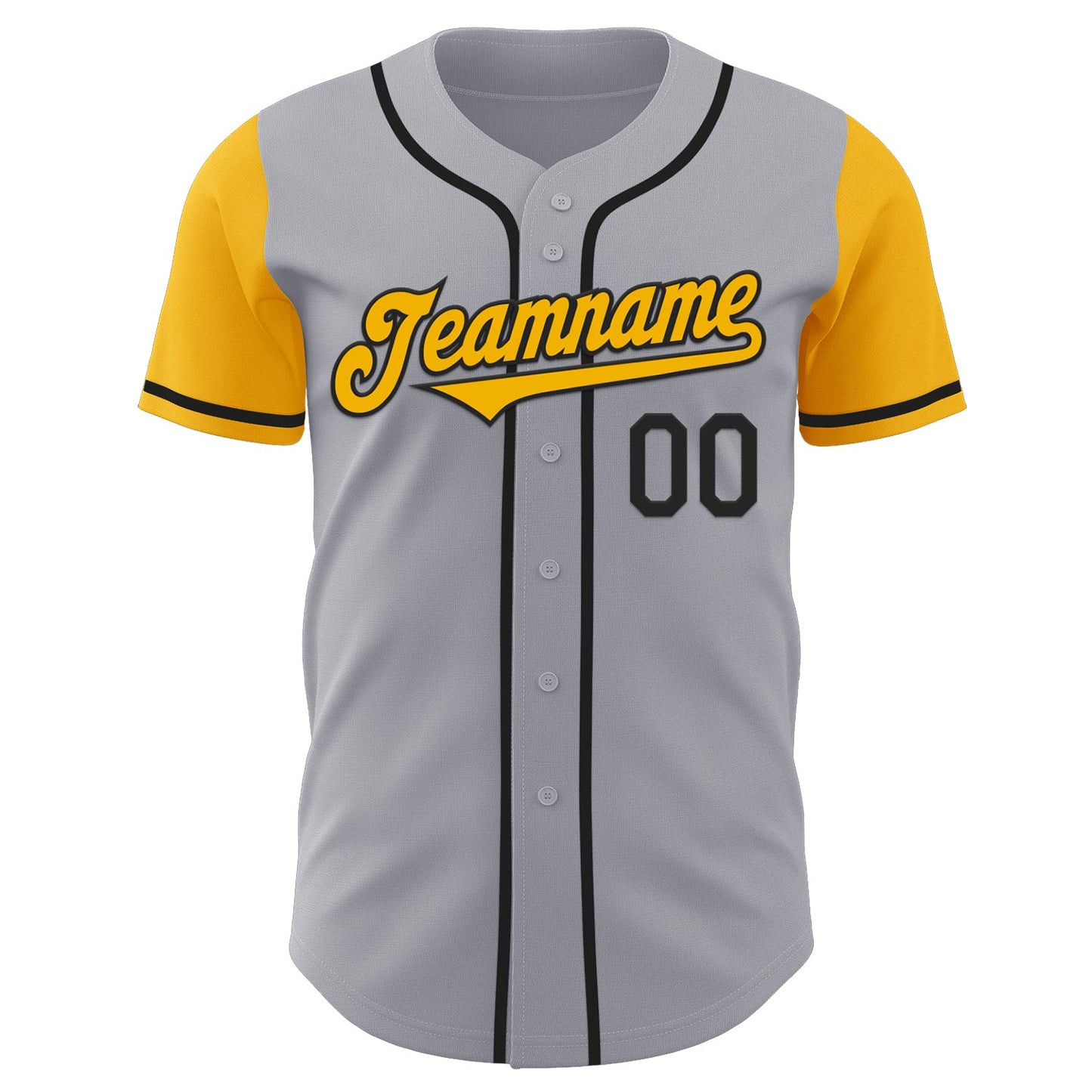 Custom Gray Gold-Black Authentic Two Tone Baseball Jersey view 2