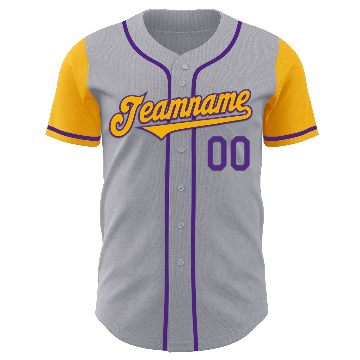 Custom Gray Gold-Purple Authentic Two Tone Baseball Jersey view 2