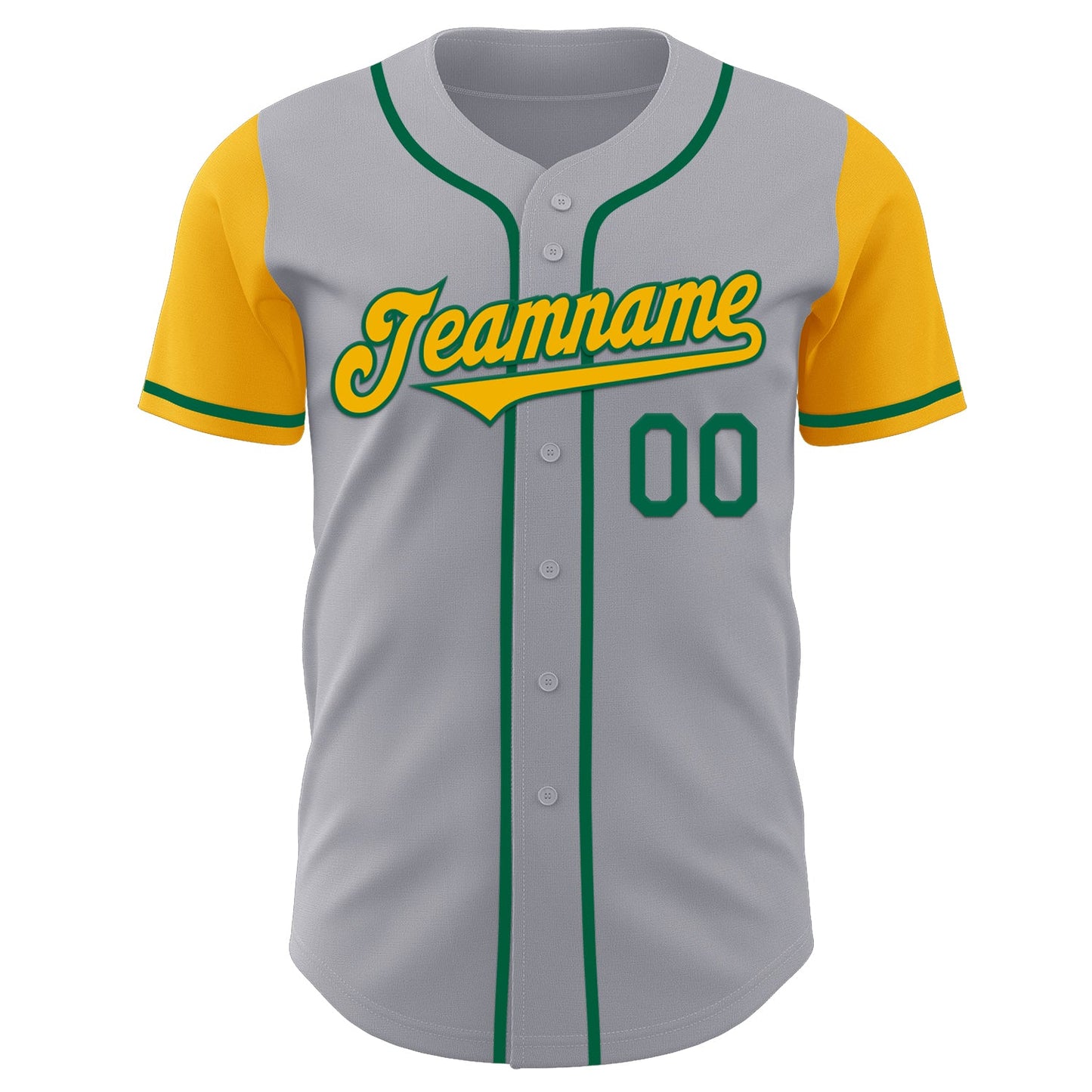 Custom Gray Gold-Kelly Green Authentic Two Tone Baseball Jersey view 2