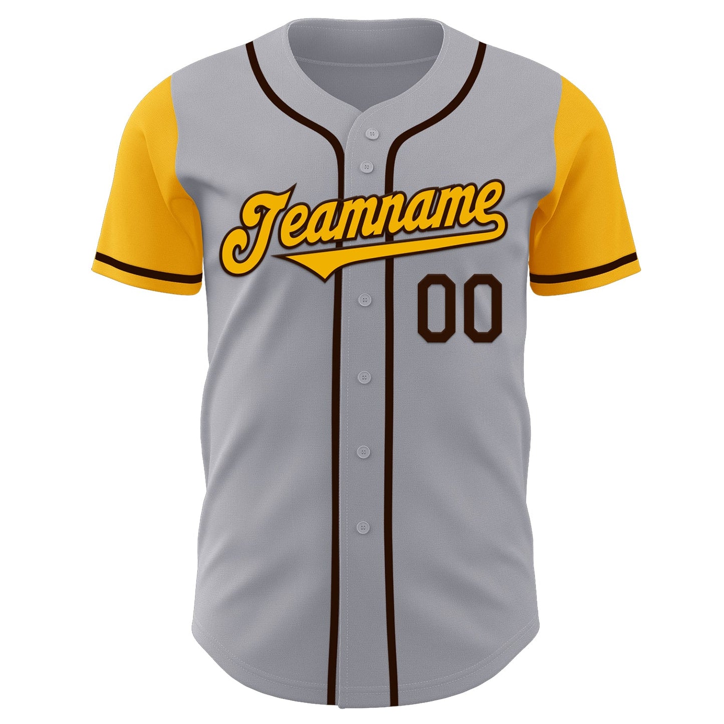 Custom Gray Gold-Brown Authentic Two Tone Baseball Jersey view 2