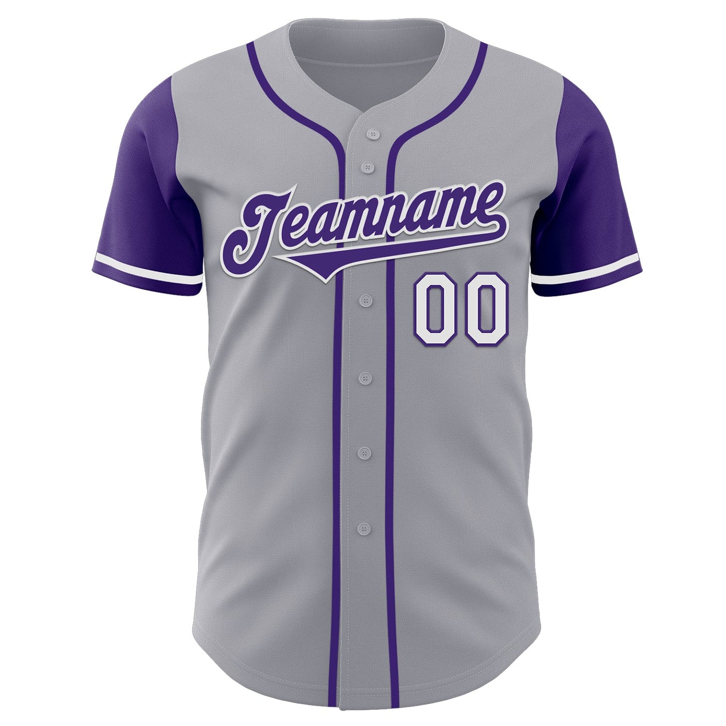 Custom Gray Purple-White Authentic Two Tone Baseball Jersey view 2