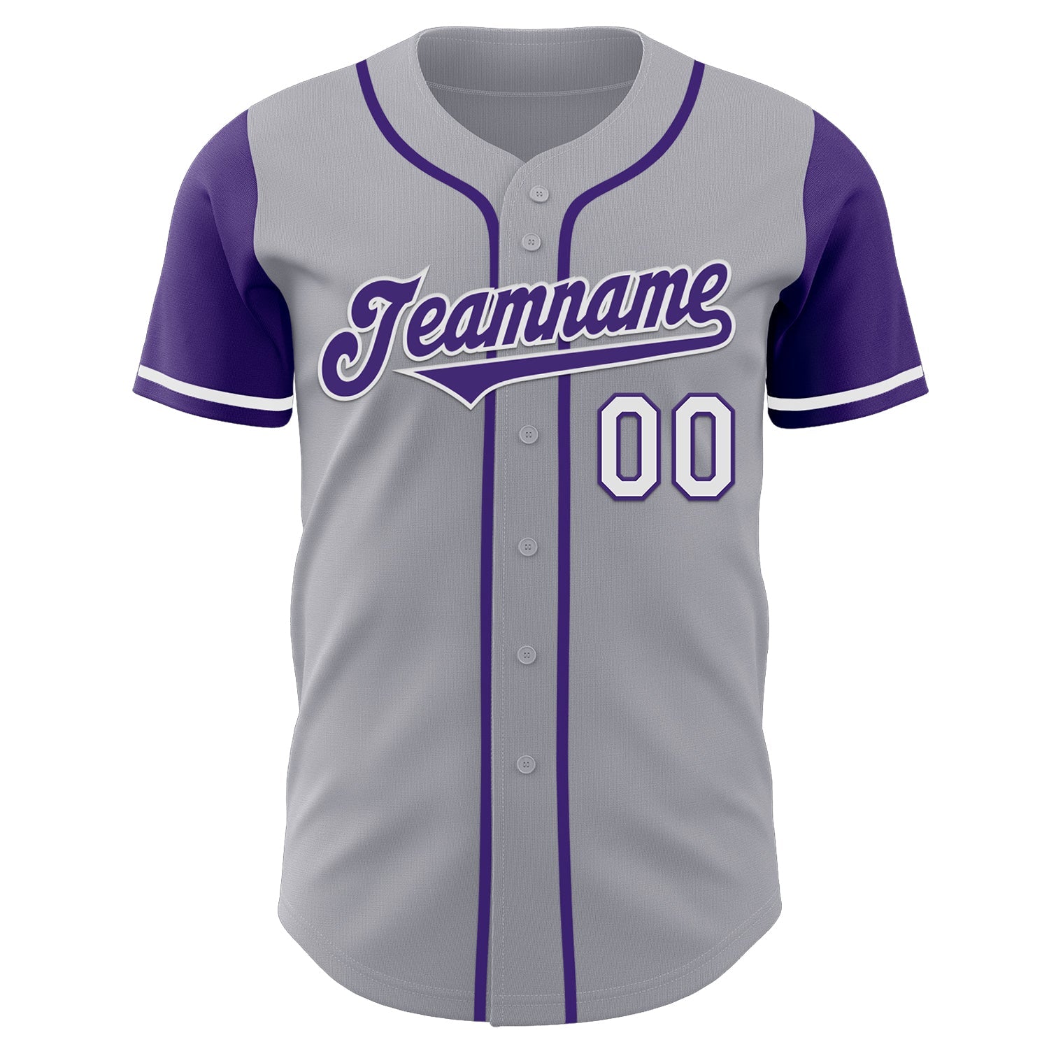 Custom Gray Purple-White Authentic Two Tone Baseball Jersey view 2