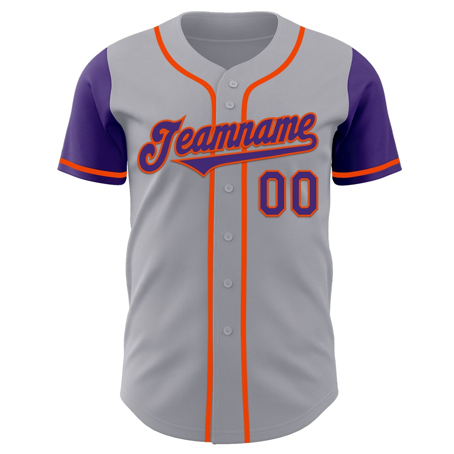 Custom Gray Purple-Orange Authentic Two Tone Baseball Jersey view 2