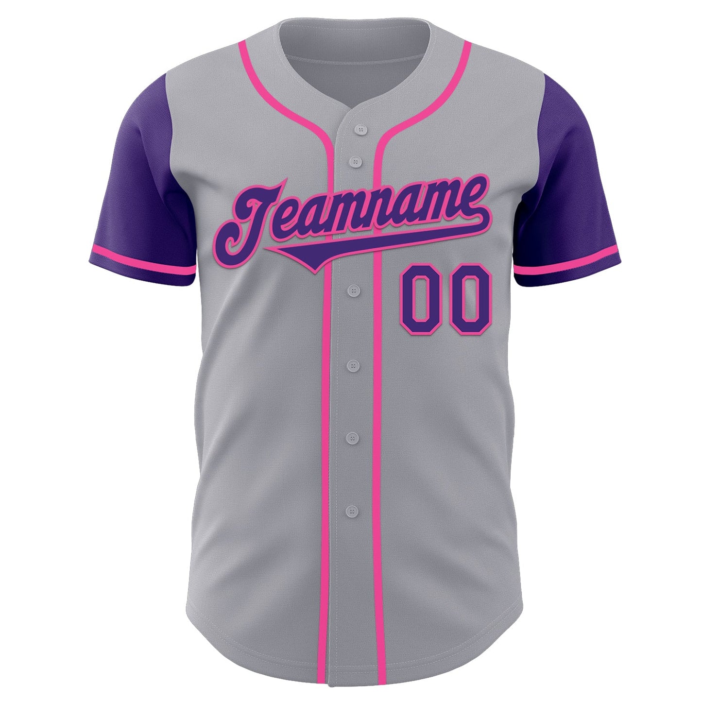 Custom Gray Purple-Pink Authentic Two Tone Baseball Jersey view 2