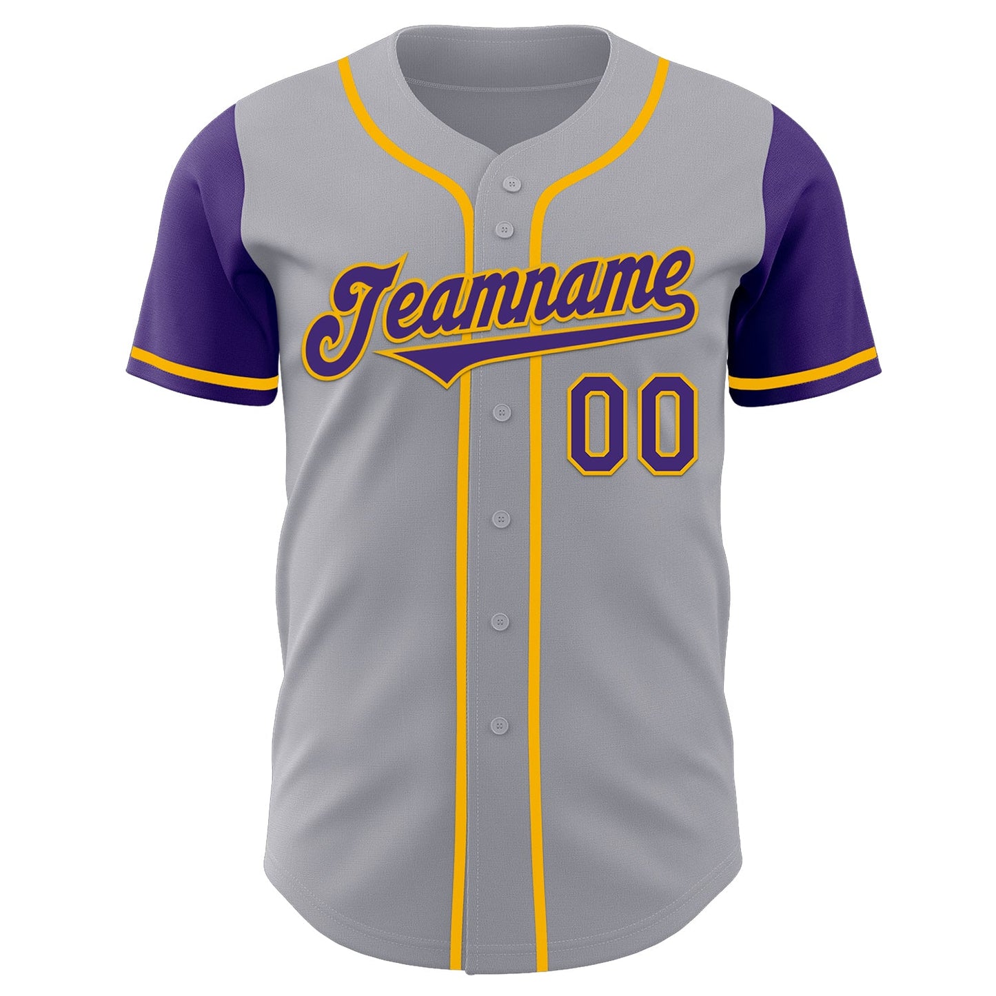 Custom Gray Purple-Gold Authentic Two Tone Baseball Jersey view 2