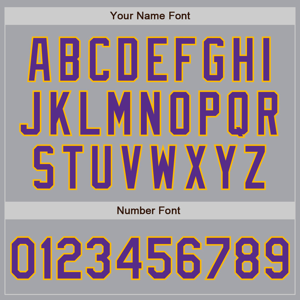 Custom Gray Purple-Gold Authentic Two Tone Baseball Jersey view 5