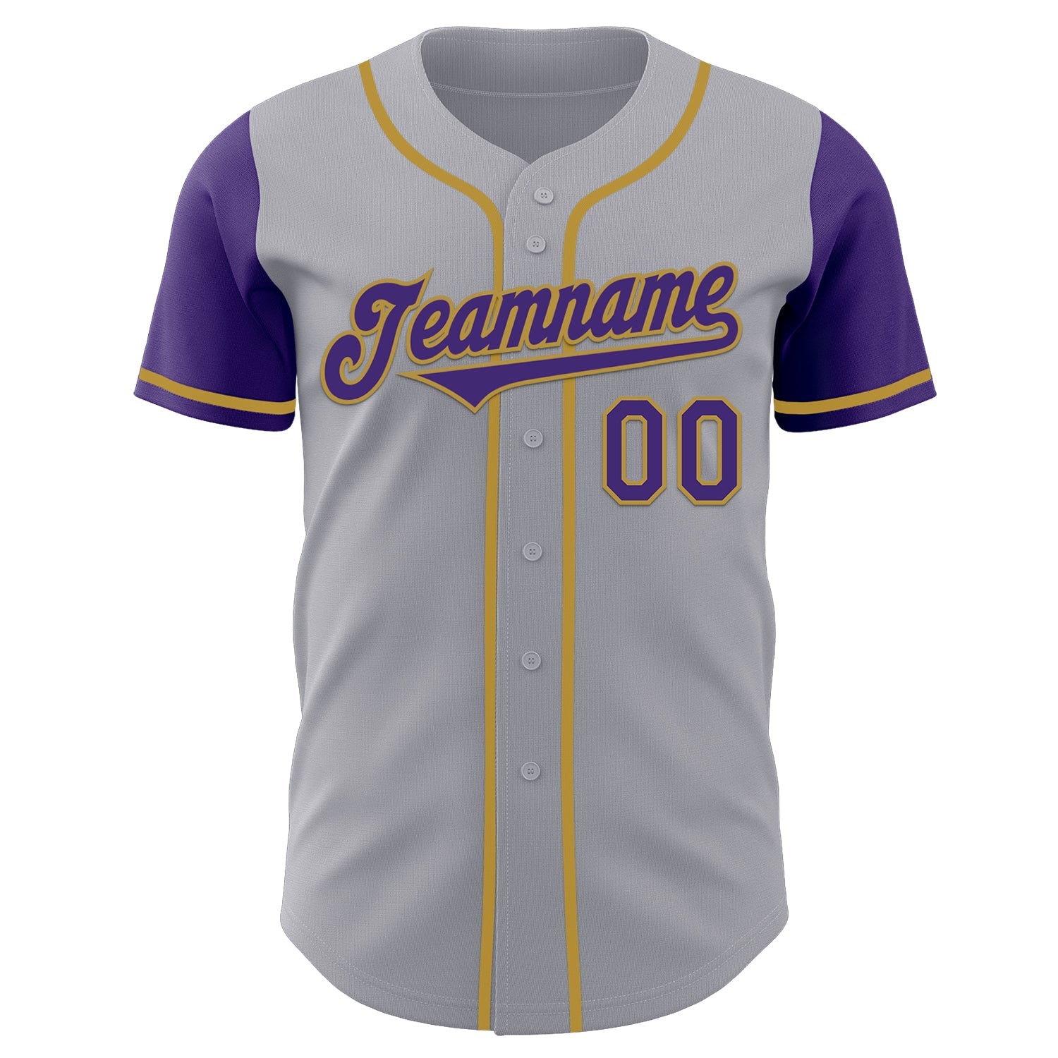 Custom Gray Purple-Old Gold Authentic Two Tone Baseball Jersey view 2