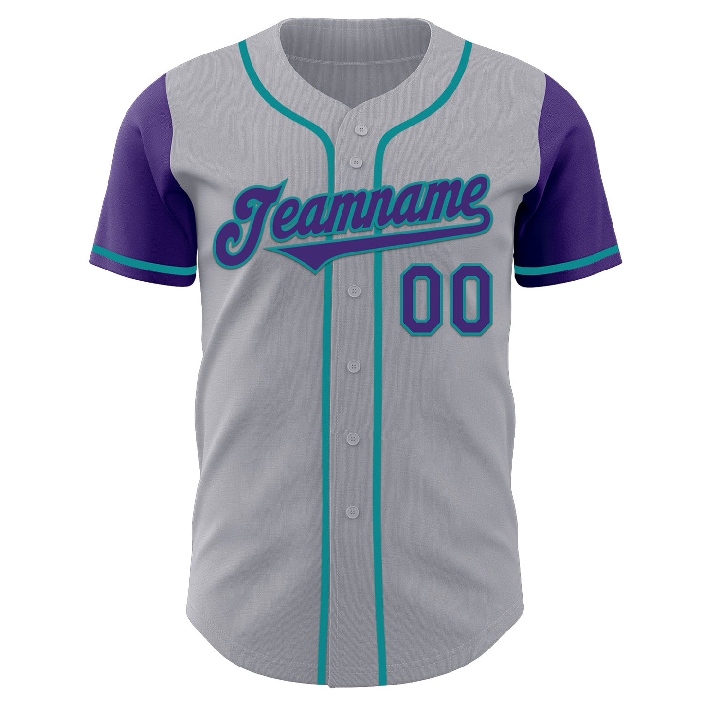 Custom Gray Purple-Teal Authentic Two Tone Baseball Jersey view 2